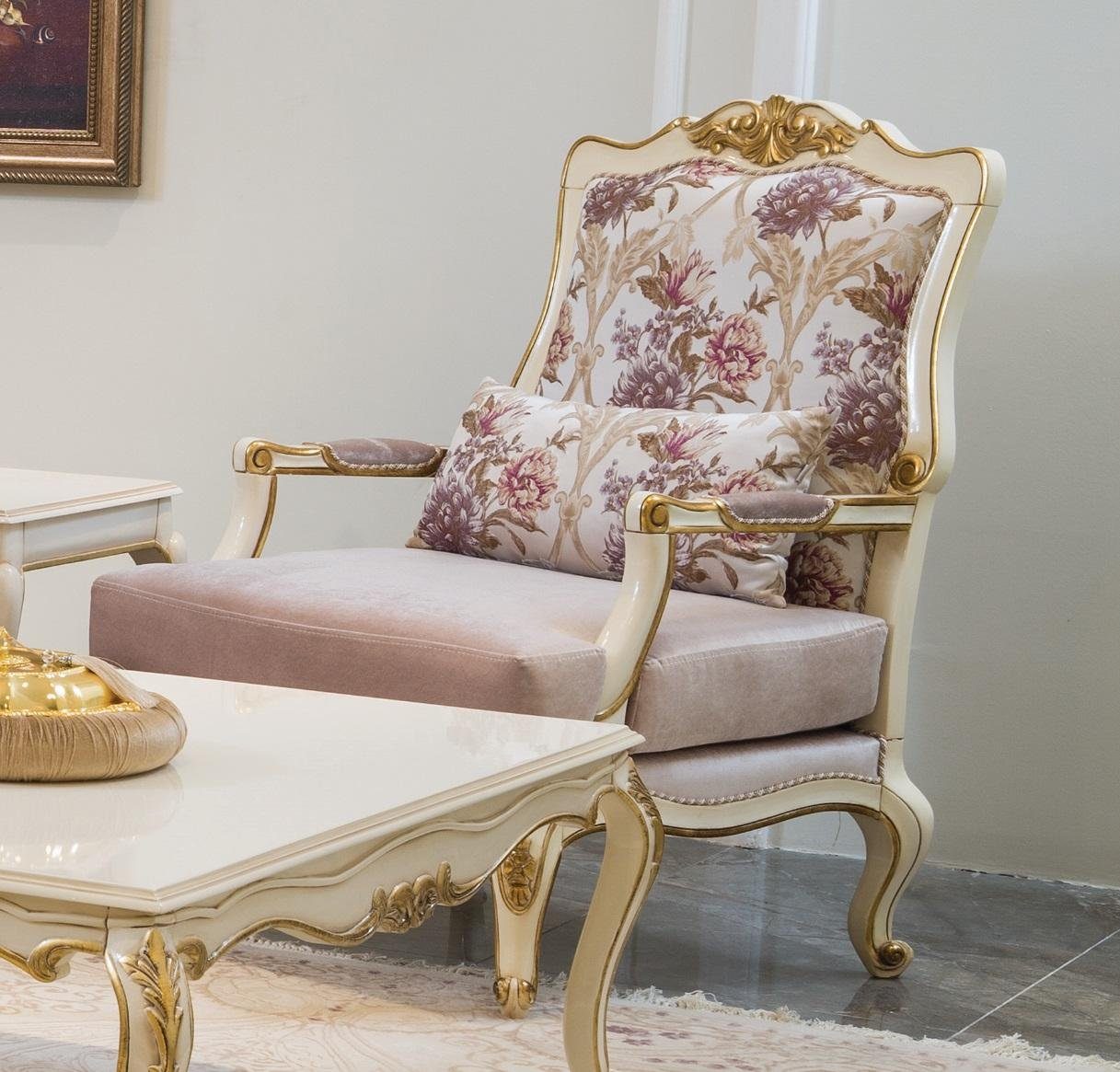 Sessel JVmoebel klassisches Thron Design Sessel, Wohnzimmer Textil Möbel Luxus Design