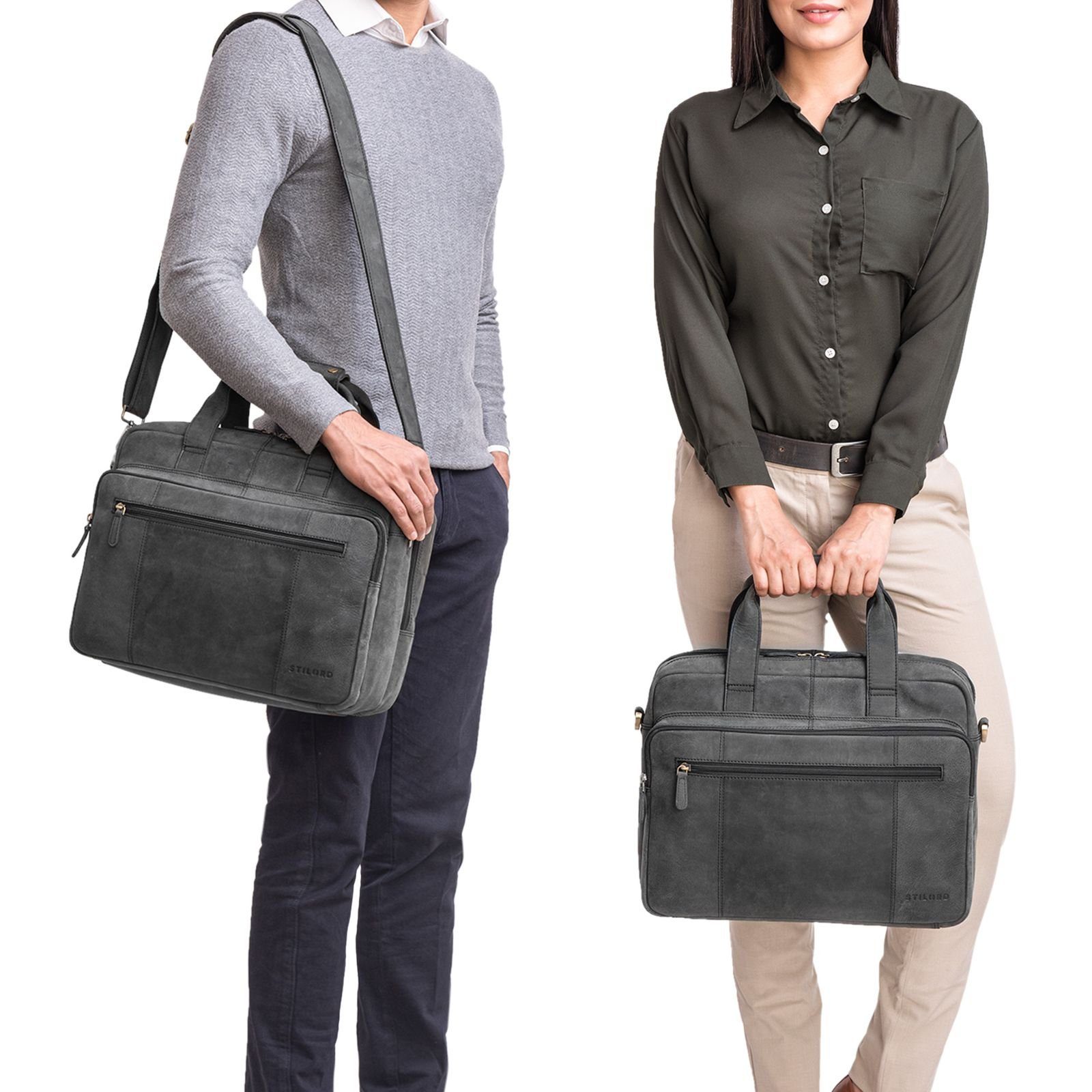 STILORD Aktentasche "Experience" Vintage Lehrertasche Leder groß Herren Damen