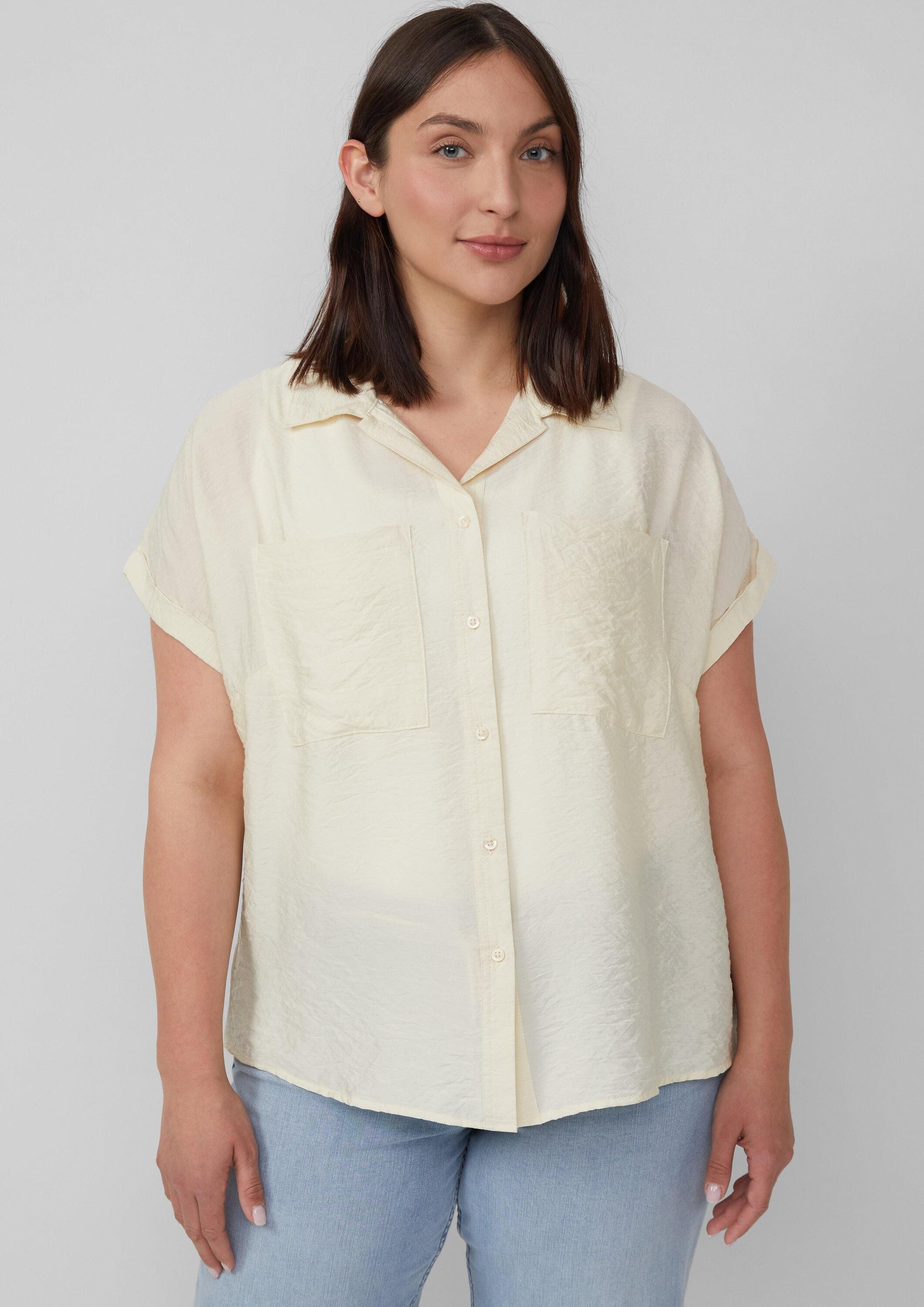 s.Oliver Kurzarmbluse Bluse Bluse aus strukturiertem Viskosemix mit aufgese günstig online kaufen