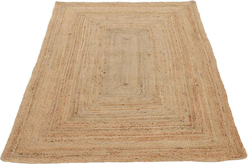 Teppich Nele Juteteppich Naturfaser, carpetfine, rechteckig, Höhe: 6 mm, geflochtener Wendeteppich aus 100% Jute, quadratisch und als Läufer