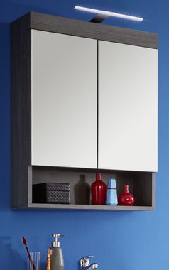 trendteam Spiegelschrank Runner (Badschrank in grau Rauchsilber, 58 x 75 cm) 4 große Fächer