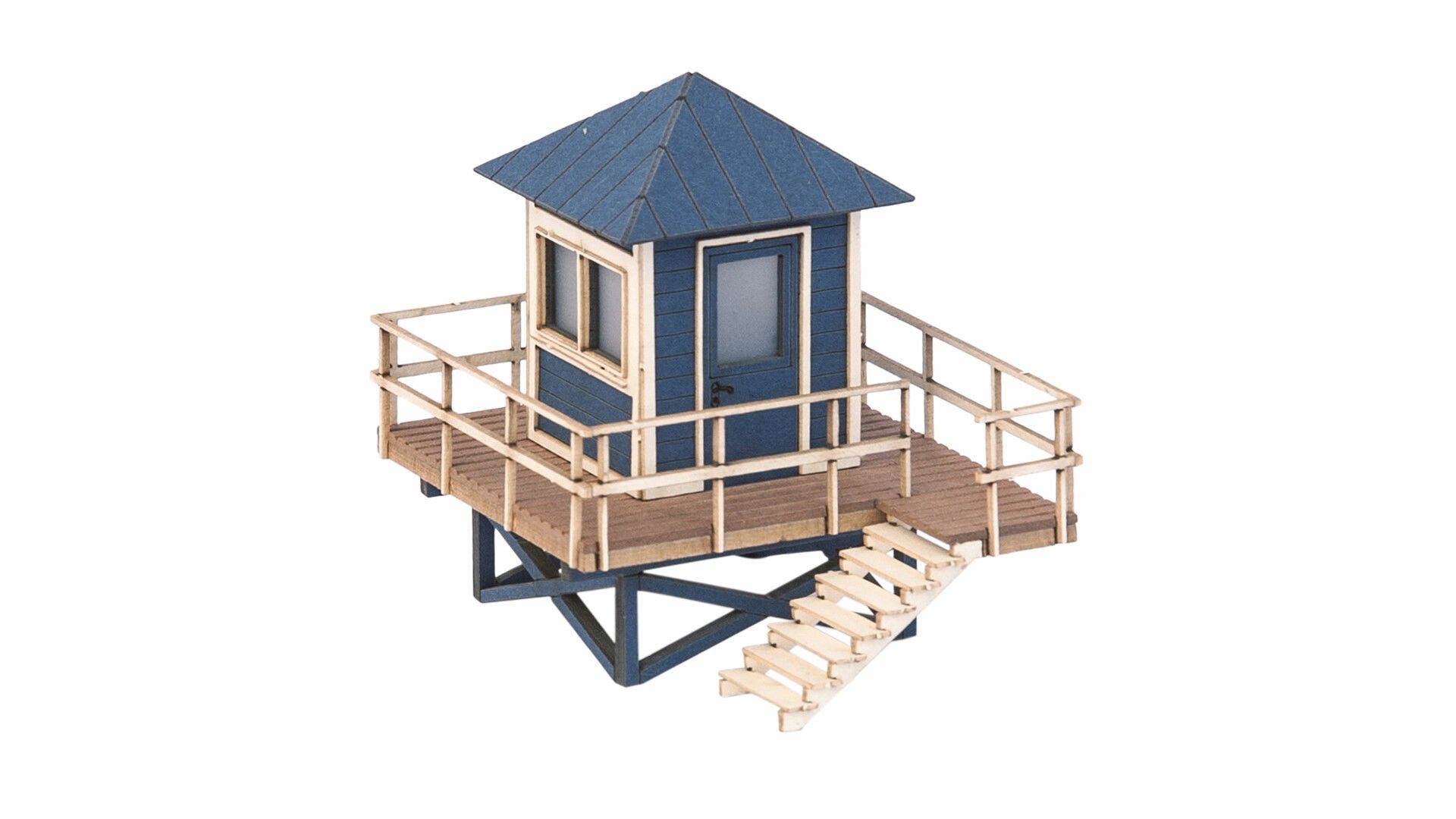 NOCH Modelleisenbahn-Gebäude Rettungsschwimmer-Turm mit Haifisch-Flosse, Miniat