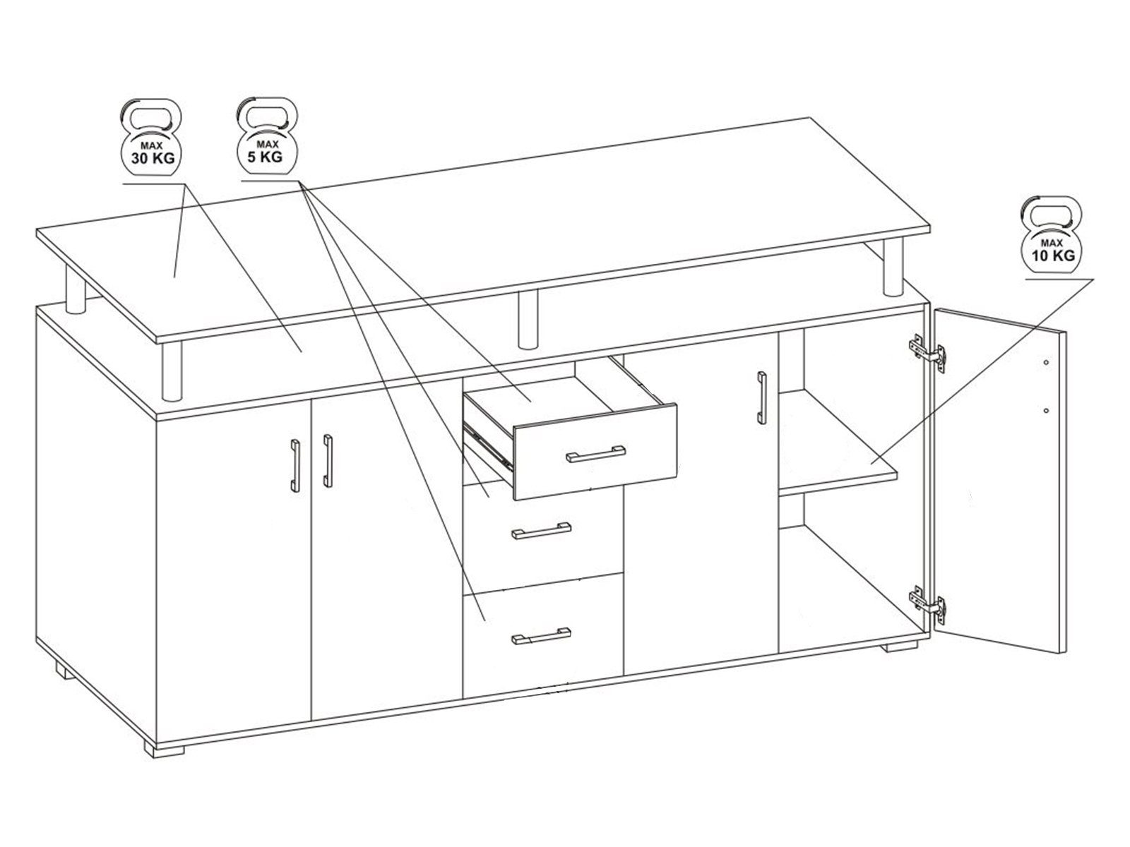 Bega Consult Highboard 178 x 90 x 38 cm (B/H/T) günstig online kaufen