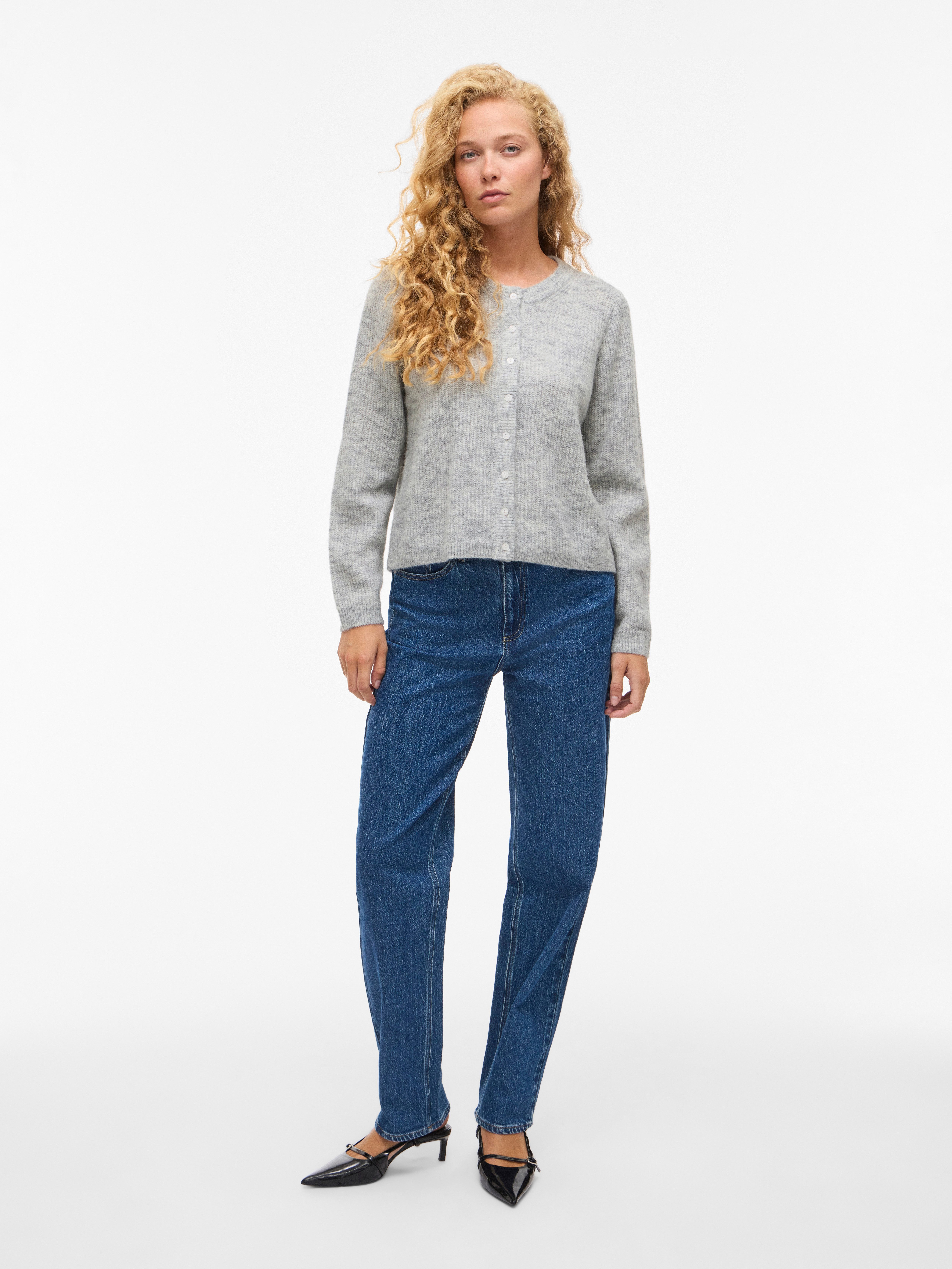 Vila Strickjacke VILORY O-NECK L/S KNIT CARDIGAN-NOOS Materialmix, regular fit