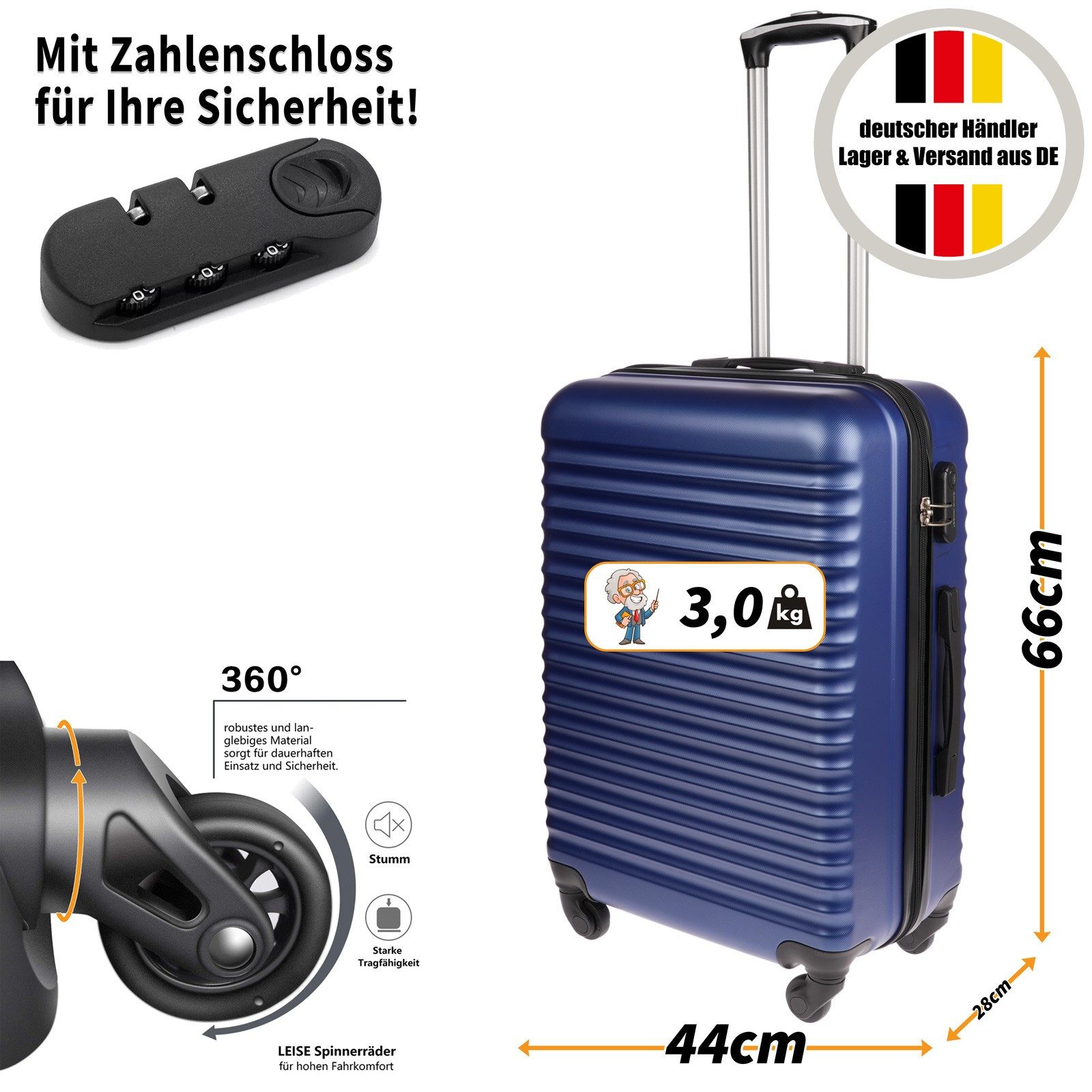 Christian Wippermann Business-Trolley Koffer Grösse L Reisekoffer 80L Volum günstig online kaufen