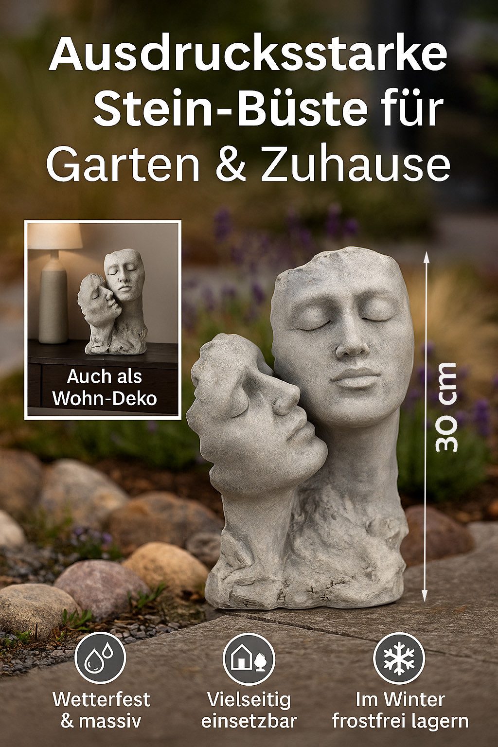 formano Gartenfigur Büste Paar Zementstein Antik-Optik günstig online kaufen