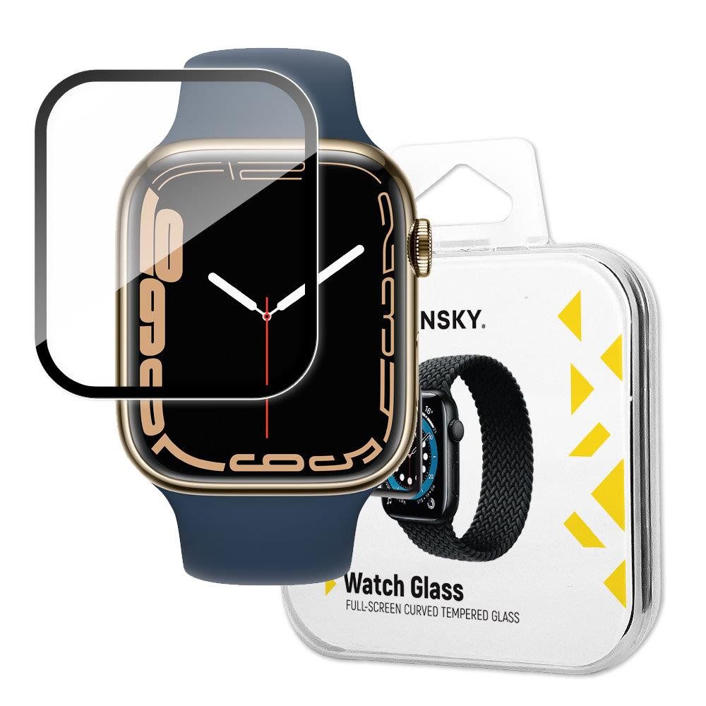 Wozinsky Displayschutz Schutzglas Panzerglasfolie Watch Spar-Set, 1-tlg., 45 mm kratzfest, Hybridglas, kratzfest, passgenau, schwarzer Rahmen