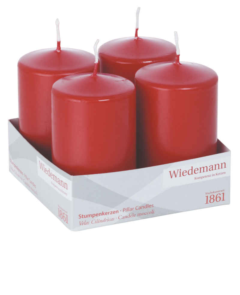 Wiedemann Kerzen Stumpenkerze Getauchte Flachkopf-, Stumpkerzen 100x60 mm (4er Pack), für Adventskränze