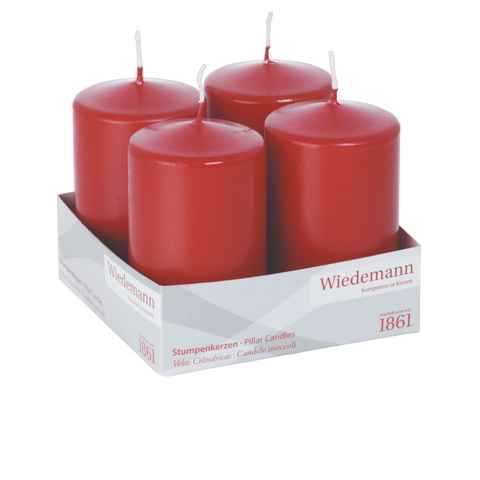 Wiedemann Kerzen Stumpenkerze Getauchte Flachkopf-, Stumpkerzen 100x60 mm (4er Pack), für Adventskränze