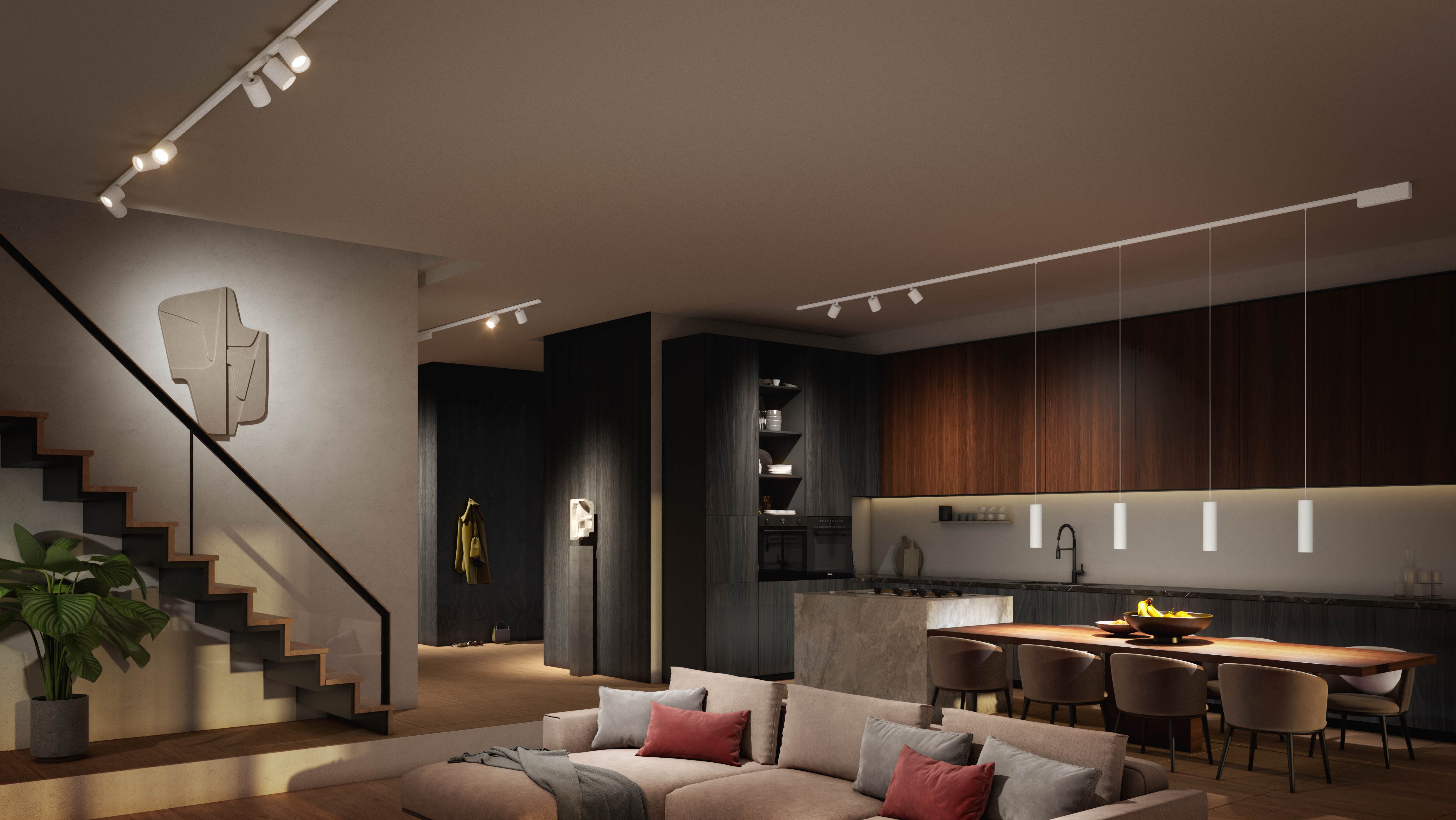 Philips Hue Schienensystem-Sets Perifo Schienensystem Basis-Set 3er Pendelleuchte, Dimmfunktion, LED fest integriert, Farbwechsler, 510 lm, 2000-6500 K, Leuchtdauer 25.000 Stunden, Made in Europe