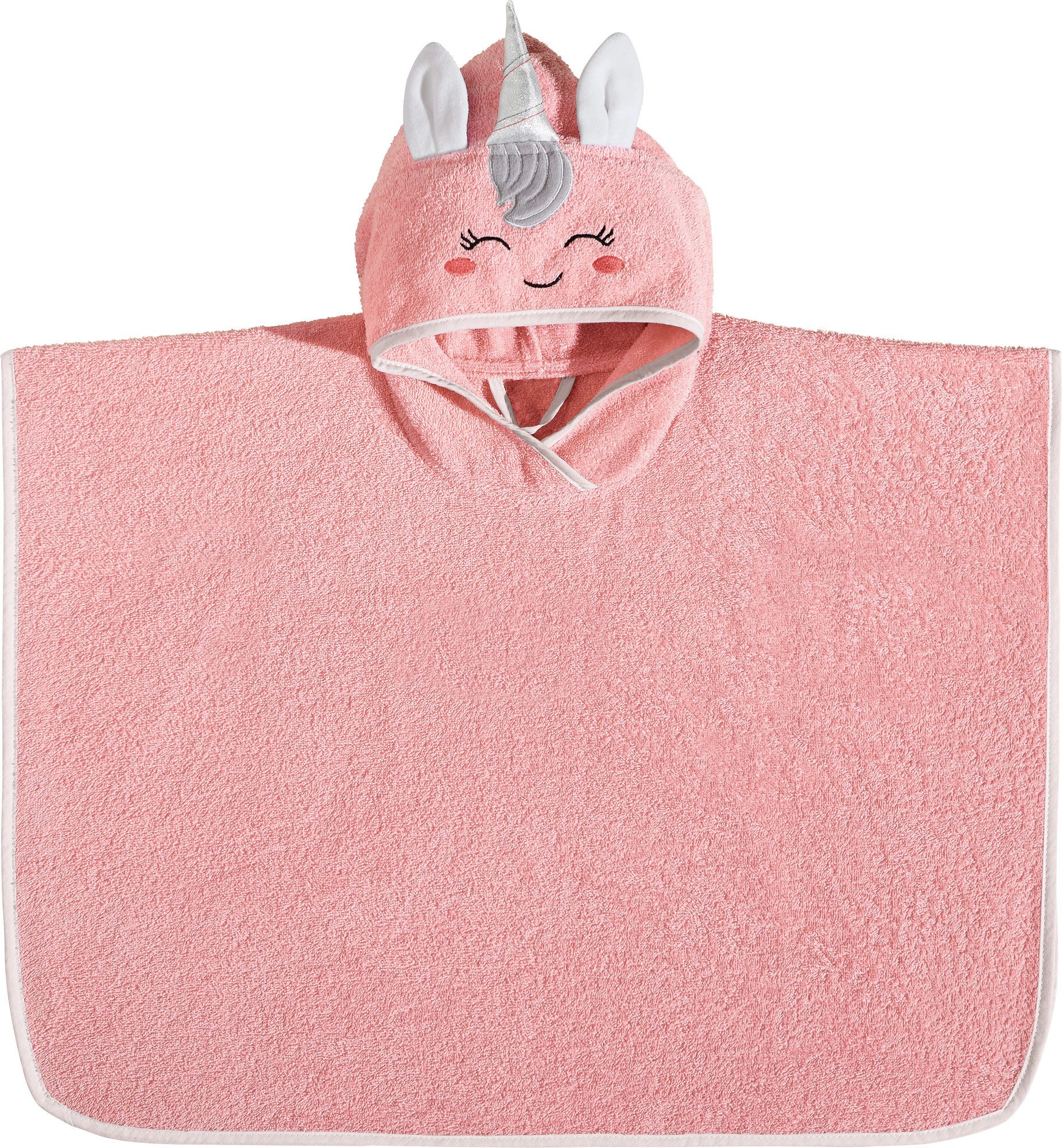 Erwin Müller Bademantel Kinder-Poncho "Einhorn" mit Kapuze, Rückenlänge ##VAR##: 50, Frottier, mit Kapuze, default, Walk-Frottier Tiermotiv