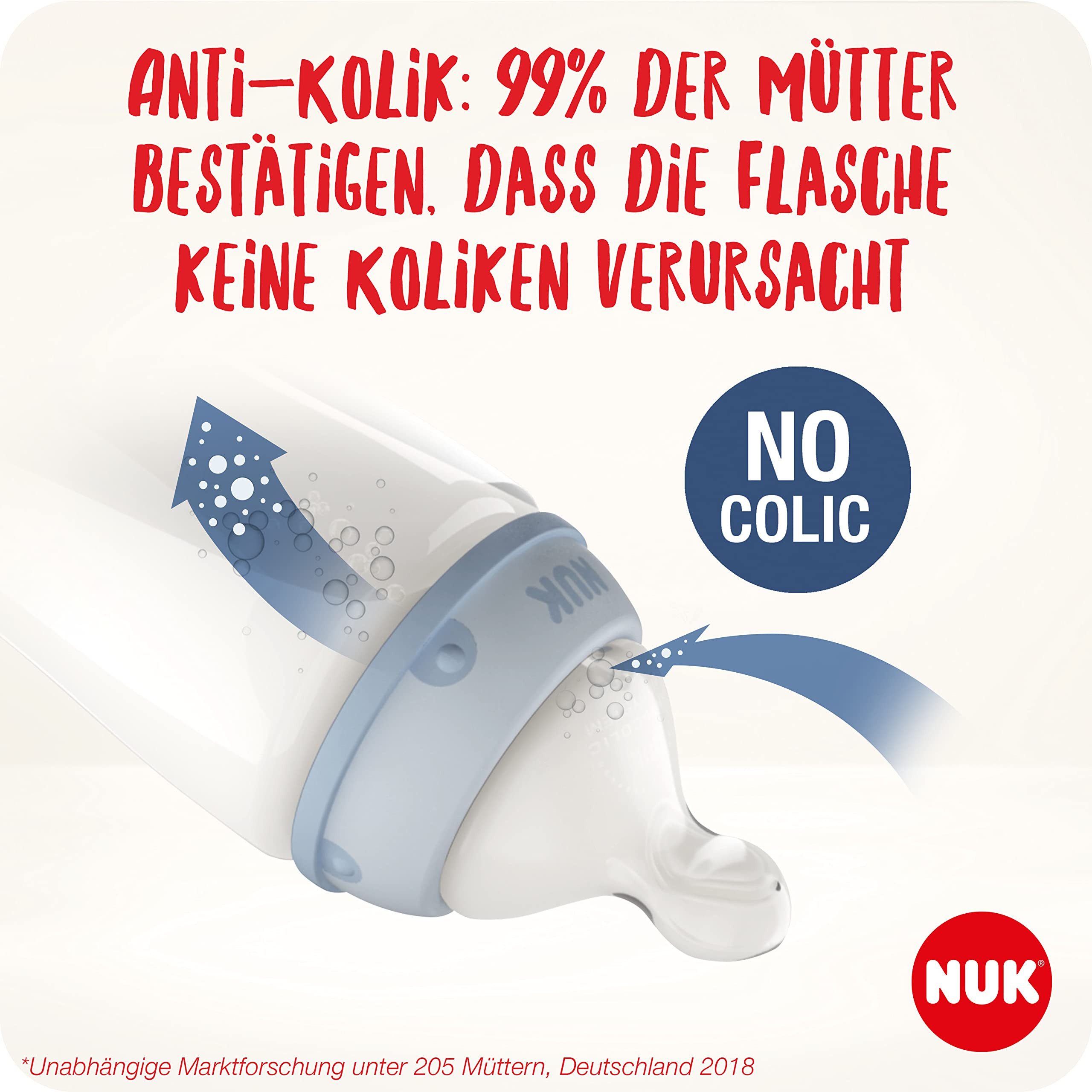 NUK Babyflasche NUK First Choice+, 4 Flaschen, Anti-Kolik, Temperaturkontrolle, 0-6 Monate