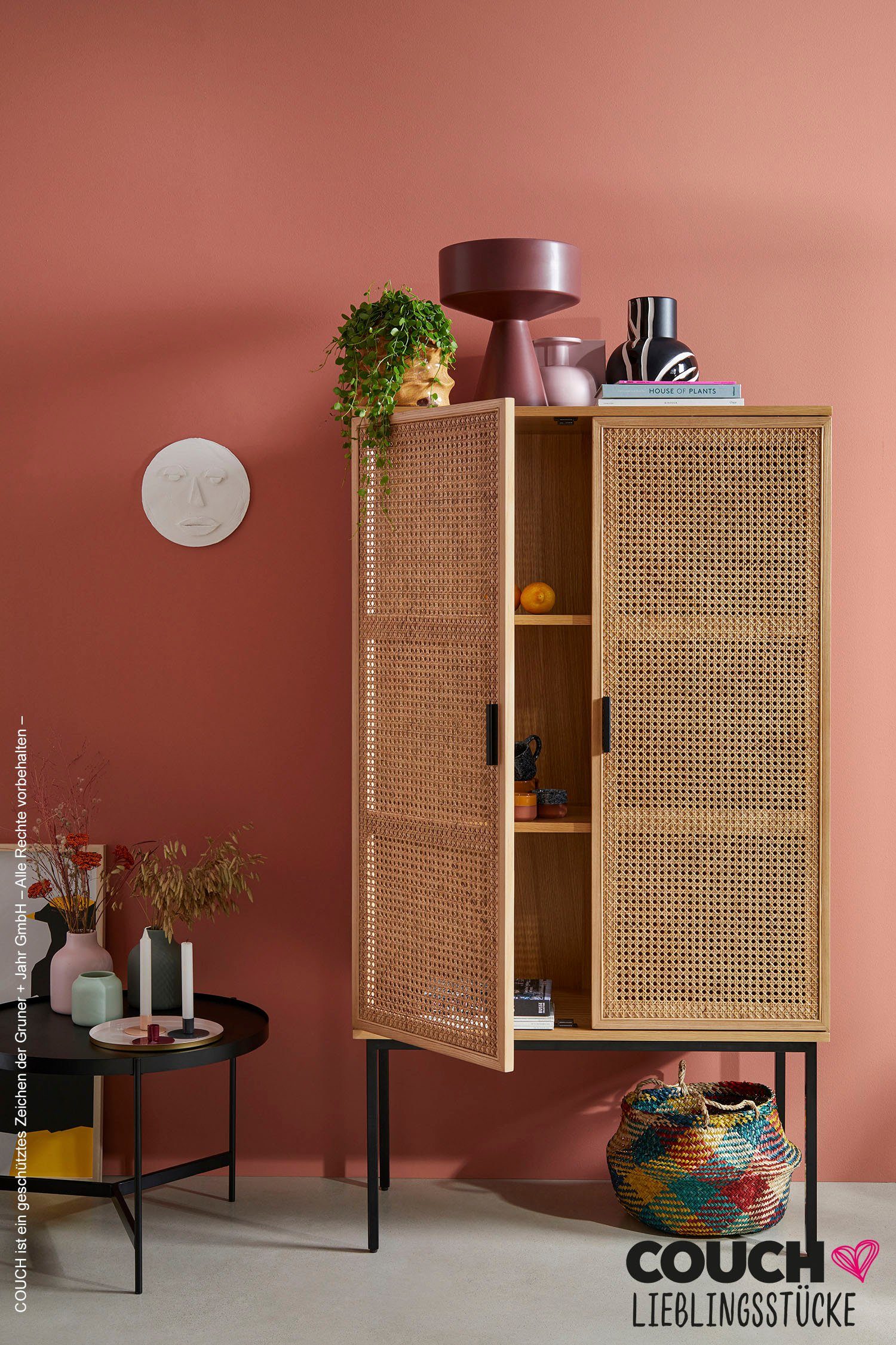 Highboard Feines Geflecht, COUCH Lieblingsstücke, Front mit Wiener Geflecht