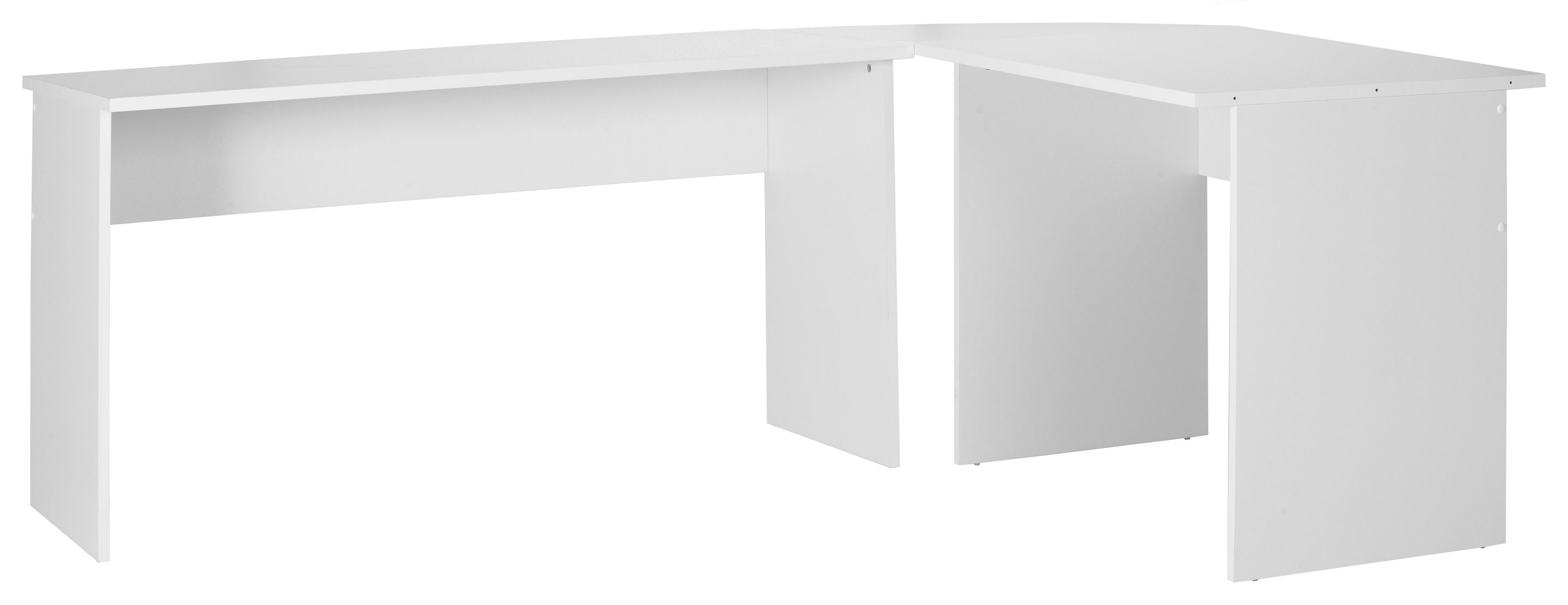 in FMD moderner Winkel-Schreibtisch, 205/155x75,4x65,0 cm Eckschreibtisch, Made weiß Germany,