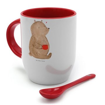Mr. & Mrs. Panda Tasse Bär Kaffee - Weiß - Geschenk, Teddy, Tasse, Kaffeetasse, Tasse mit Sp, Keramik, Inklusive Löffel