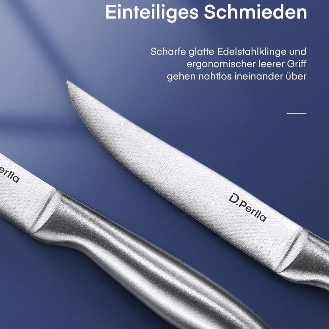 D.Perlla Steakmesser Steakmesser-Set mit gerader Schneide, 8 Stück (8 Stück), mit ergonomischem Griff und gerader Schneide