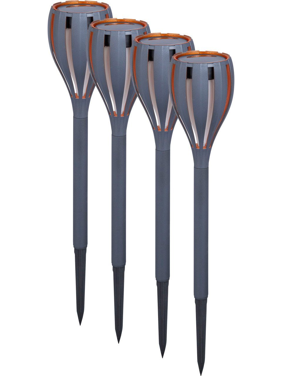 Trend Line LED Gartenfackel TrendLine LED Solarleuchte 4er Set mit Erdspieß, Inkl. Leuchtmittel, Nicht dimmbar ohne Bewegungsmelder