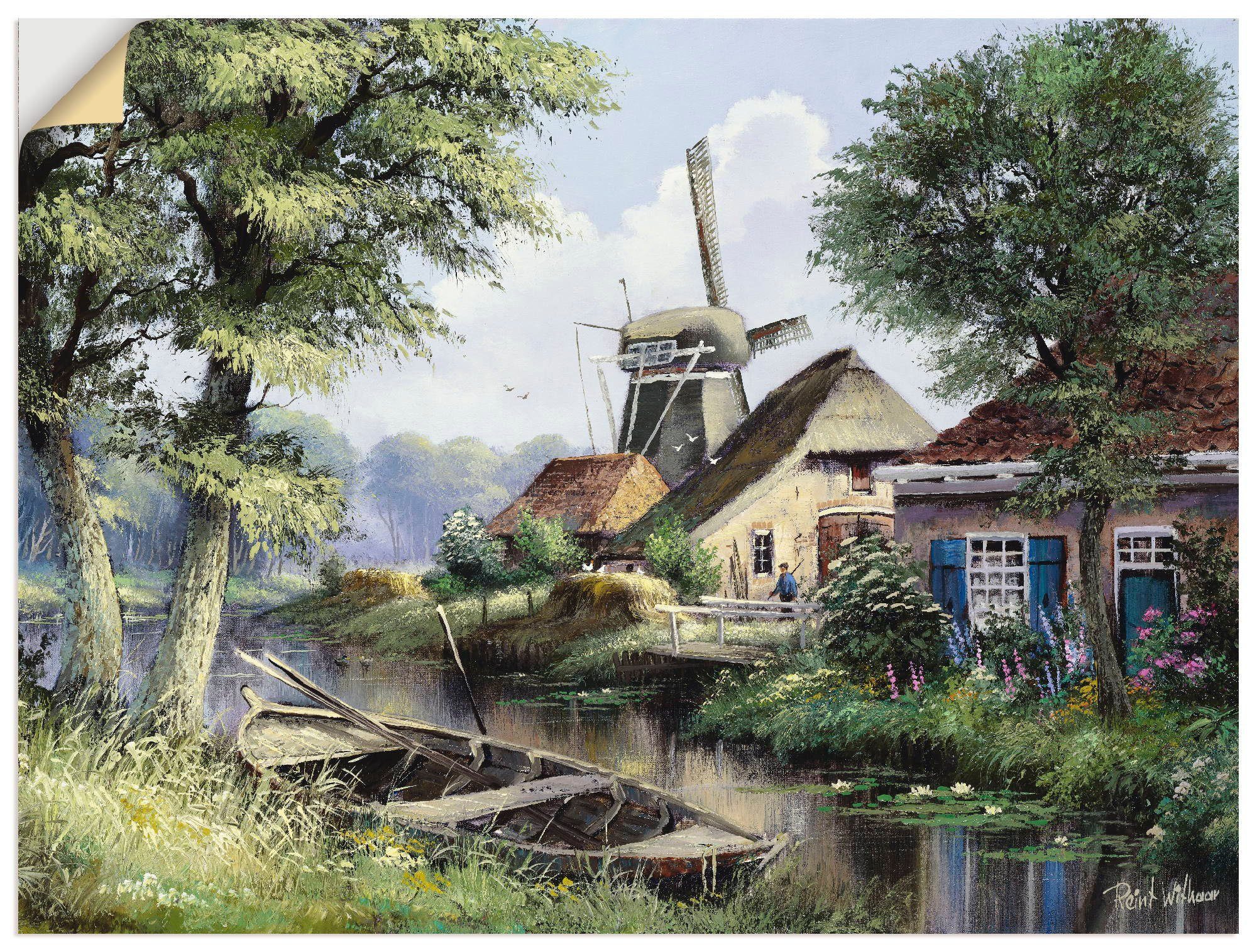 Artland Wandbild Die Mühle, Gebäude (1 St), als Leinwandbild, Wandaufkleber oder Poster in versch. Größen