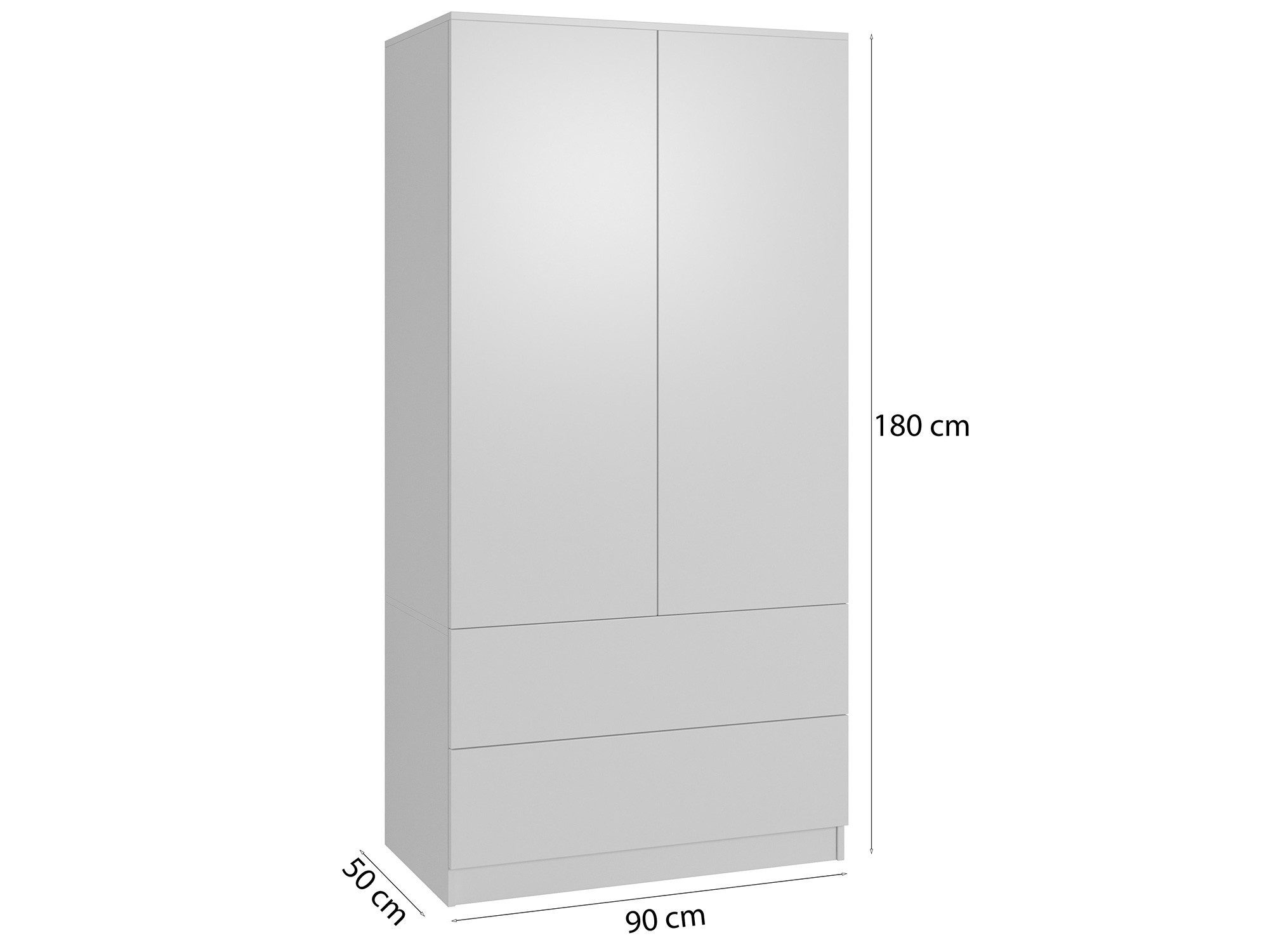 Beautysofa Kleiderschrank CLASSIC 90 cm 2-türig, grifflos (mit Kleiderstange und mehreren Einlegeböden, Zwei moderne Farbvarianten: Weiß oder Kaschmir) Mit oder – Bild 5 von 5