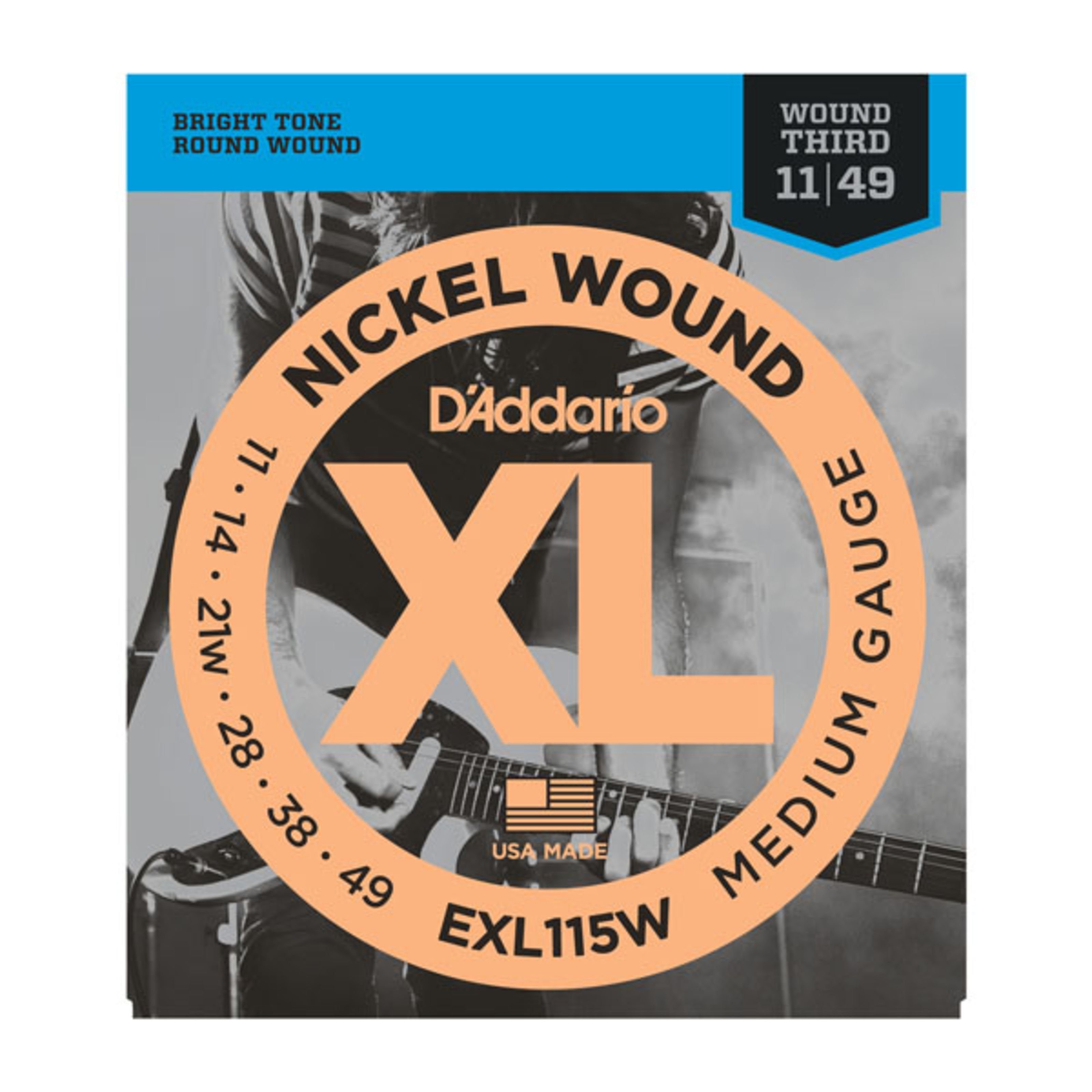 Wound Spielzeug-Musikinstrument, E-Gitarrensaiten 11-49 Daddario g3 EXL115W wound - Nickel