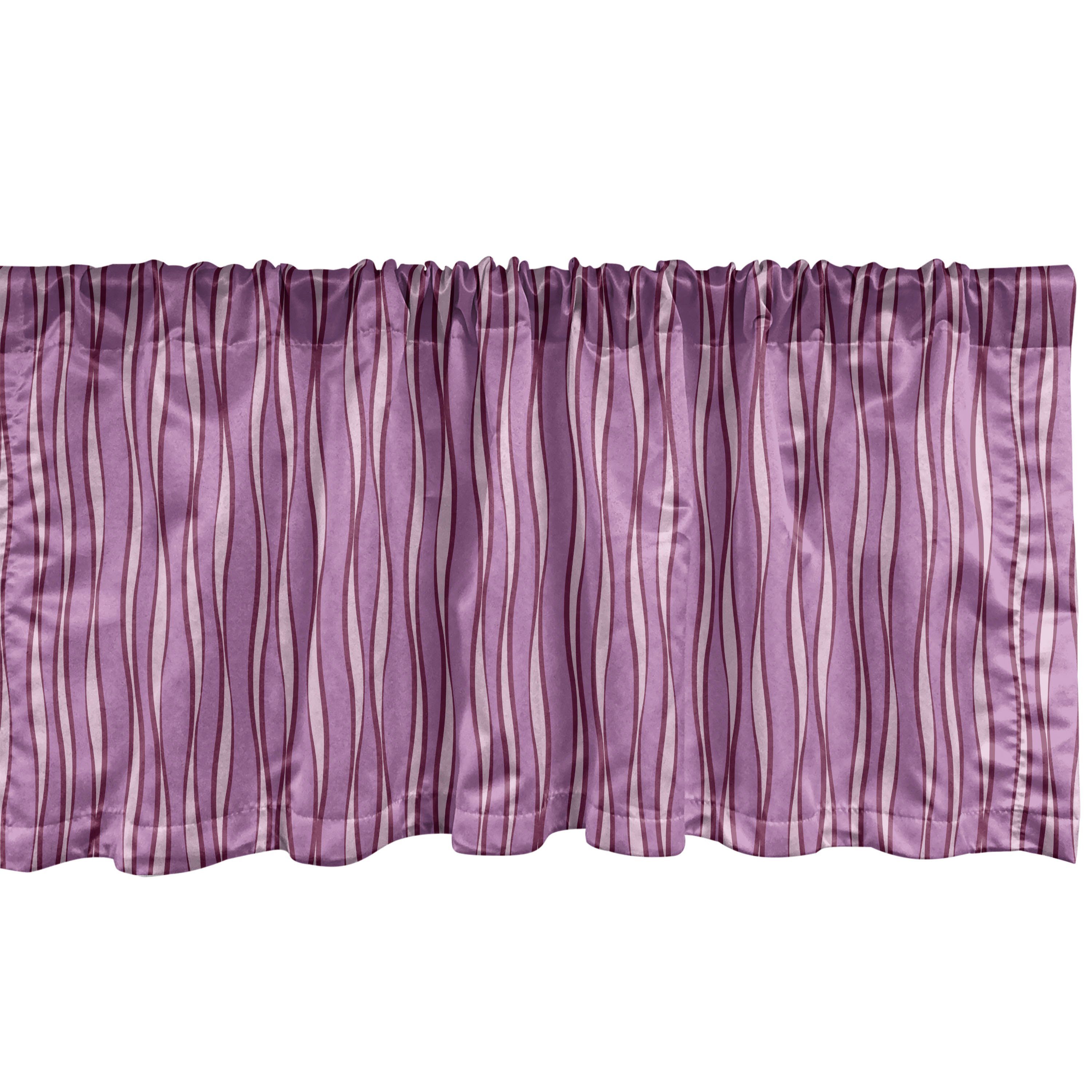 Scheibengardine Vorhang Volant für Küche Schlafzimmer Dekor mit Stangentasche, Abakuhaus, Microfaser, Geometrisch Abstract Wave Linien Kunst