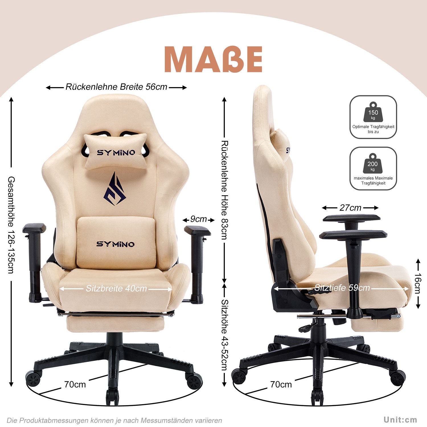 symino Gaming-Stuhl Premium Alcantara Stoff, ergonomischer, günstig online kaufen