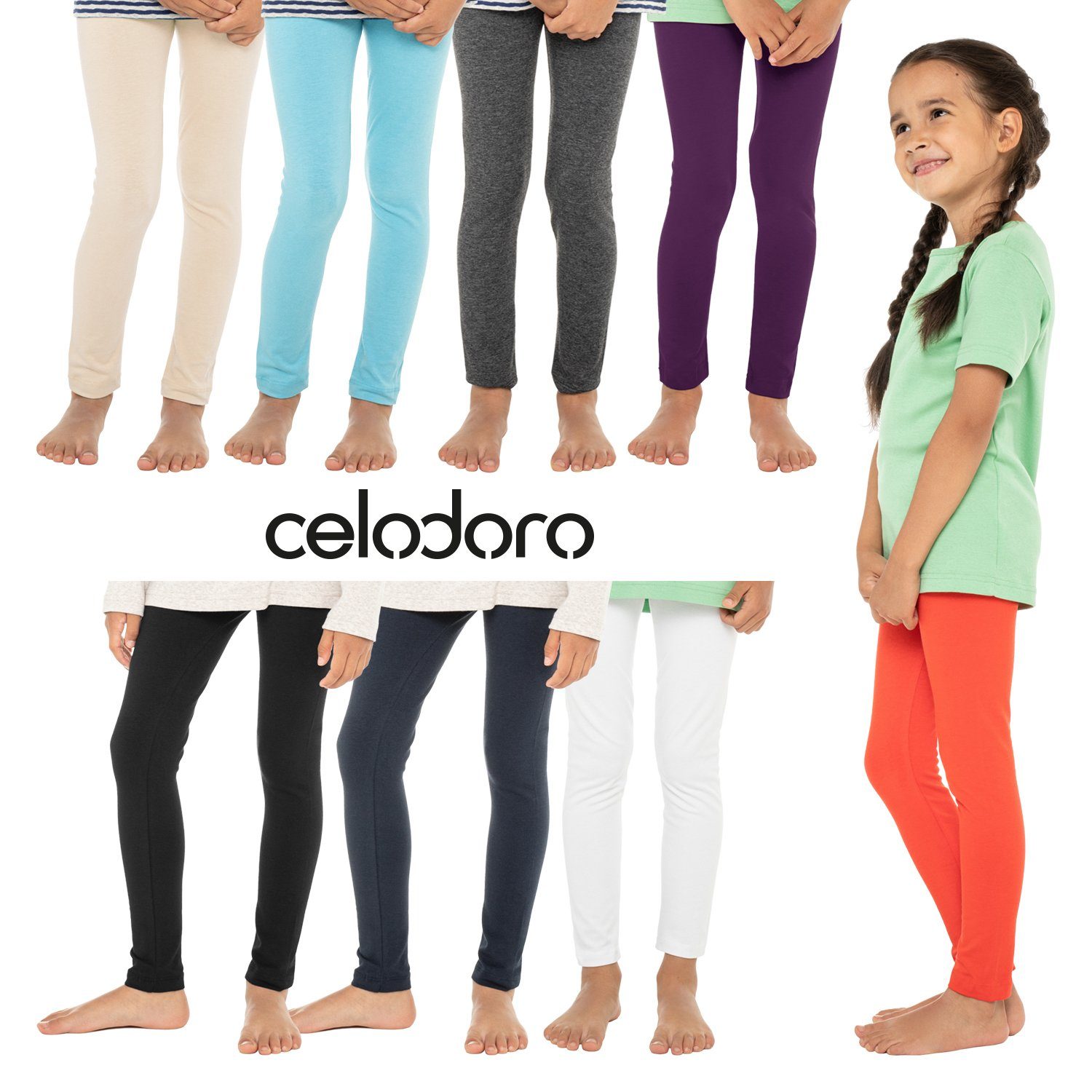 celodoro Leggings Kinder Leggings, stretchige Jersey Hose aus Baumwolle