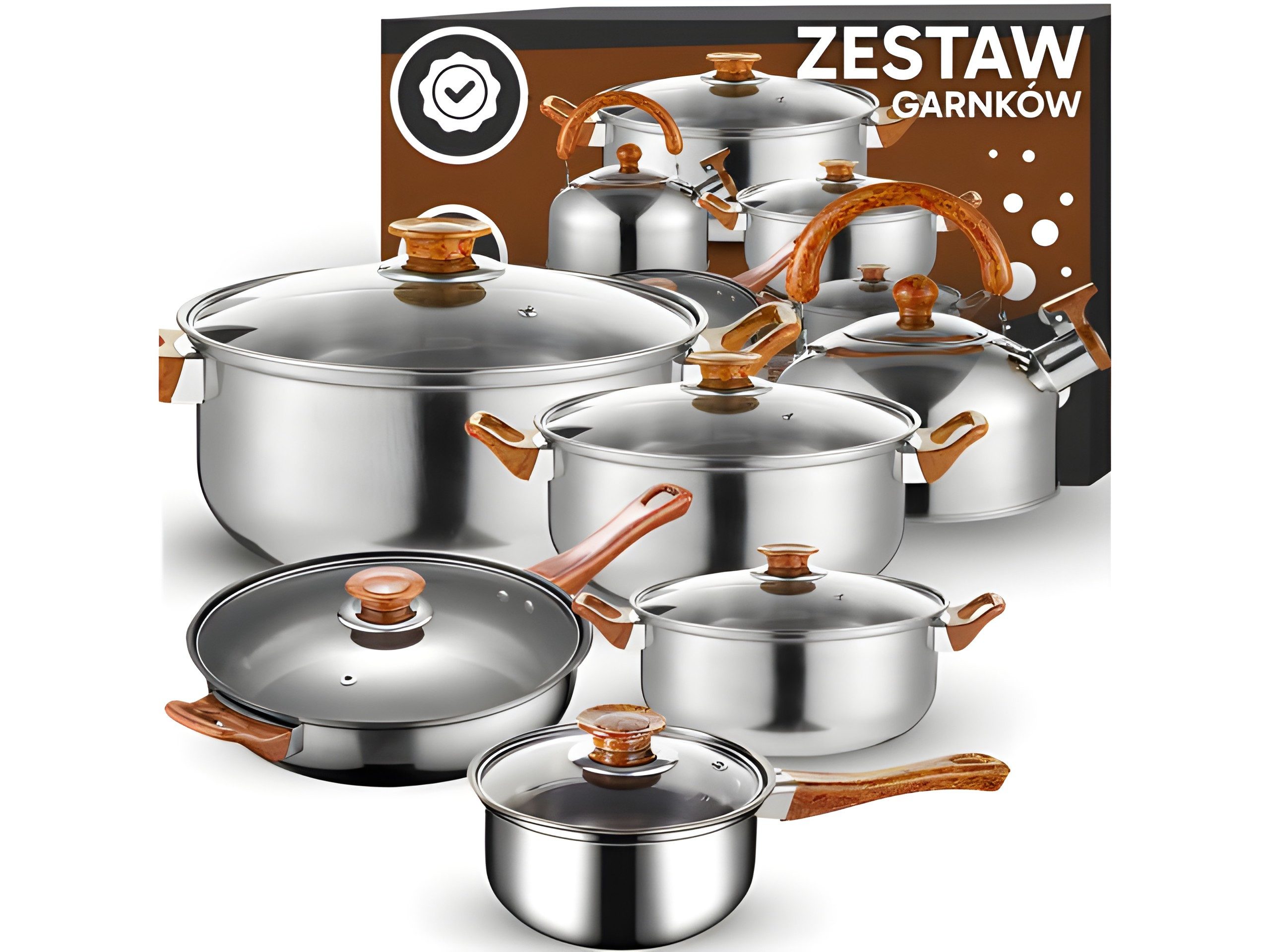 Retoo Topf-Set Kochtopf Set 11-teilig für Induktion & Gas mit Pfanne und Wasserkocher, Edelstahl (Kochgeschirr-Set, 11-tlg., 11-teiliges Kochgeschirr-Set), Für Induktion und Gas geeignet; Antihaftbeschichtung