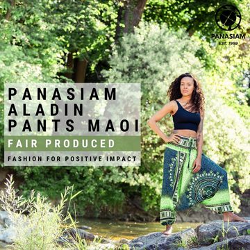 PANASIAM Relaxhose Aladinhose Maoi Haremshose aus 100% natürlicher Viskose Pumphose auch als Overall tragbar Damen bequeme Freizeithose Pluderhose