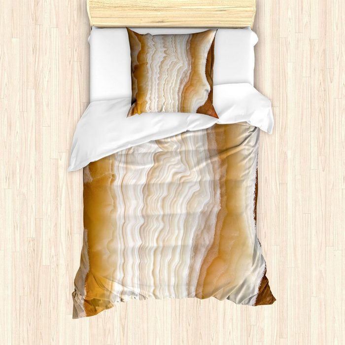 Bettwäsche Milbensicher Allergiker geeignet mit Kissenbezug Abakuhaus Microfaser Elfenbein-Creme Marmoroberfläche Bild