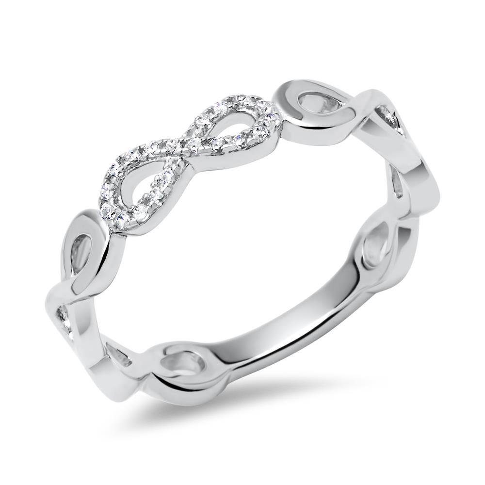 Unique Silberring Rhodinierter Infinityring 925er Silber Zirkonia SR0363