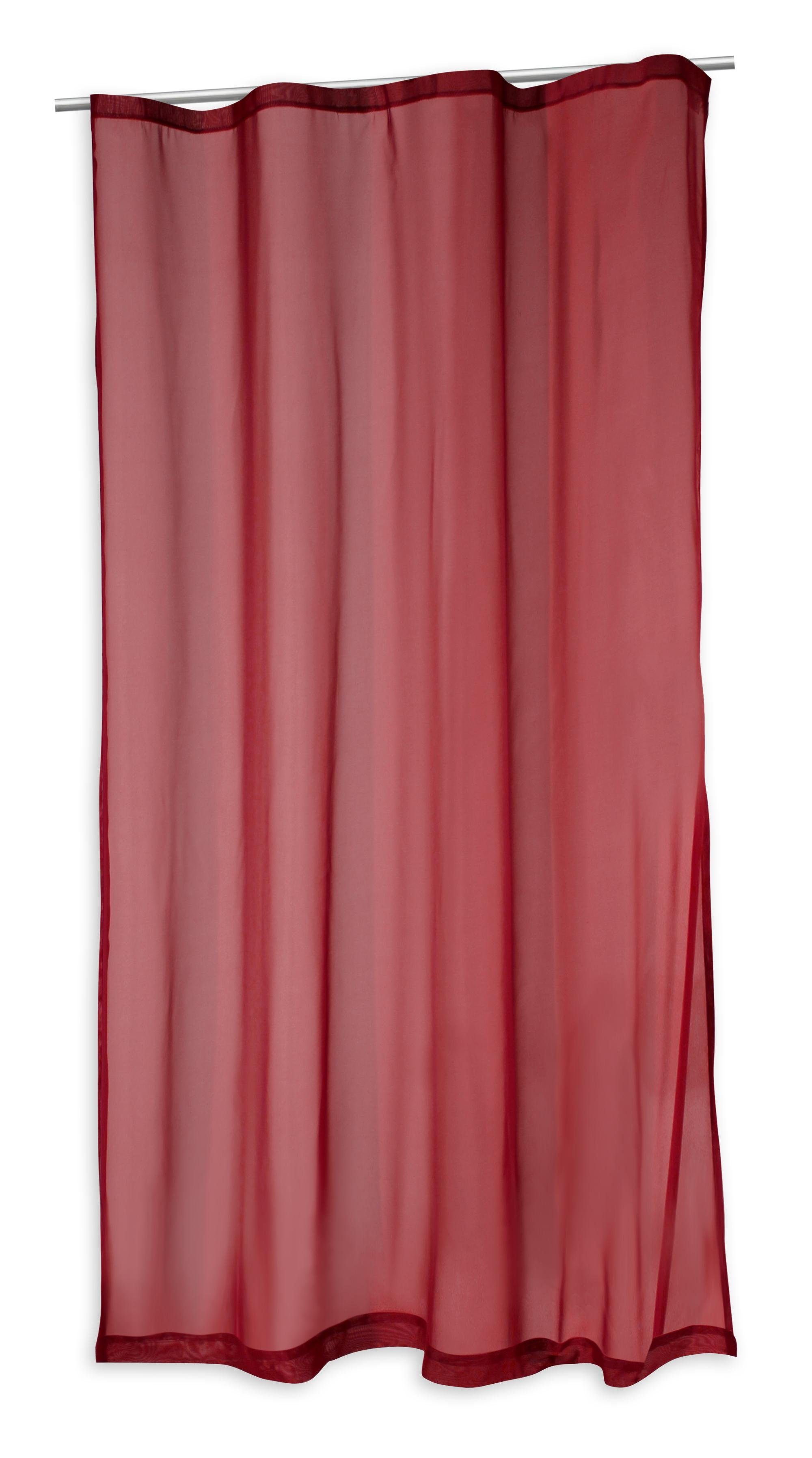 Gardine Voile Vorhang mit Kräuselband Gardine Sheer in transparent ca. 140x24, Haus und Deko, Kräuselband (1 St), transparent, Polyester Burgund