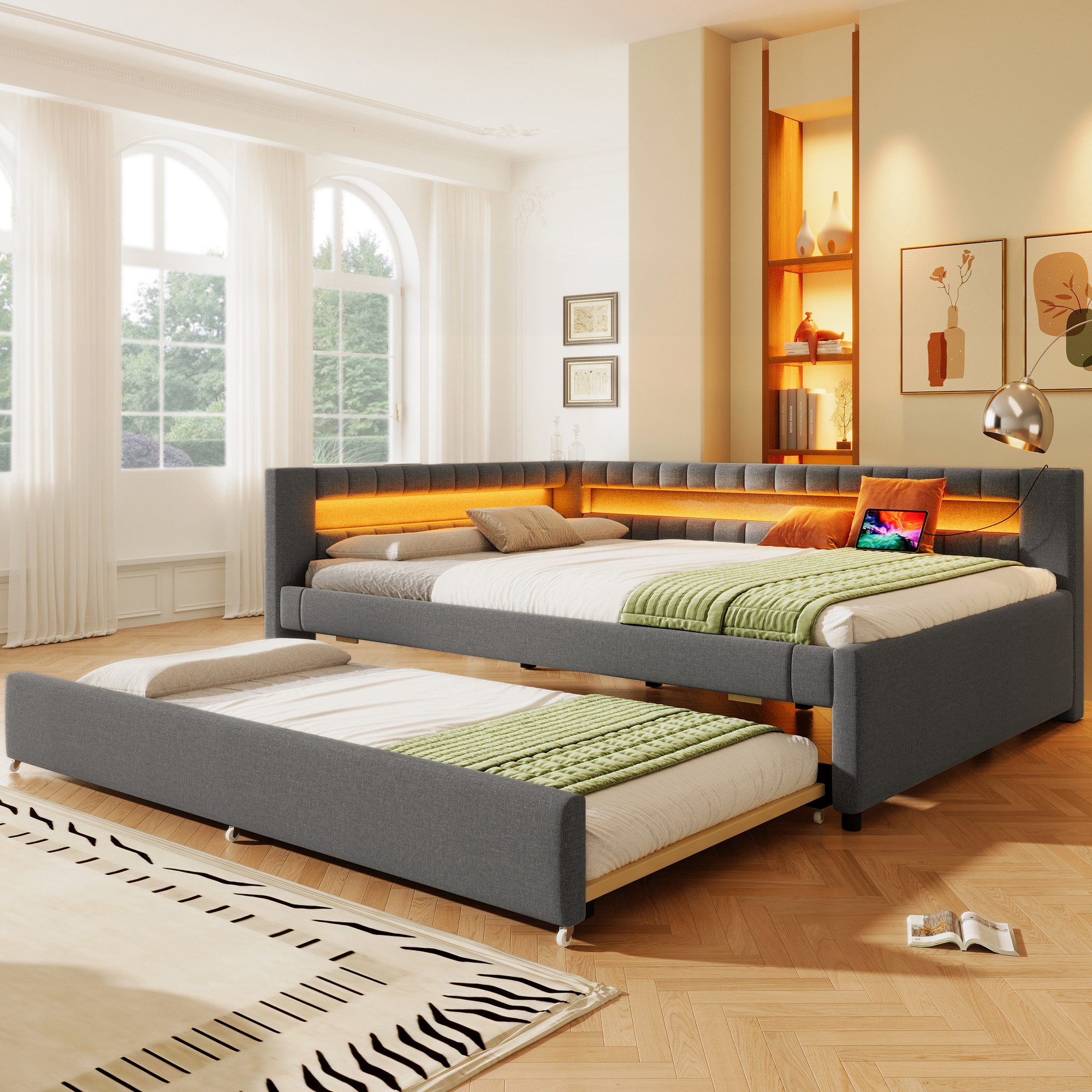 Flieks Daybett, LED Polsterbett 140x200cm mit günstig online kaufen
