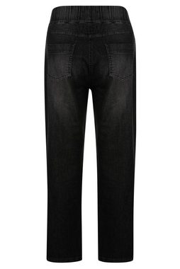 MIAMODA Regular-fit-Jeans Denim-Joggpants Silberdruck Elastikbund