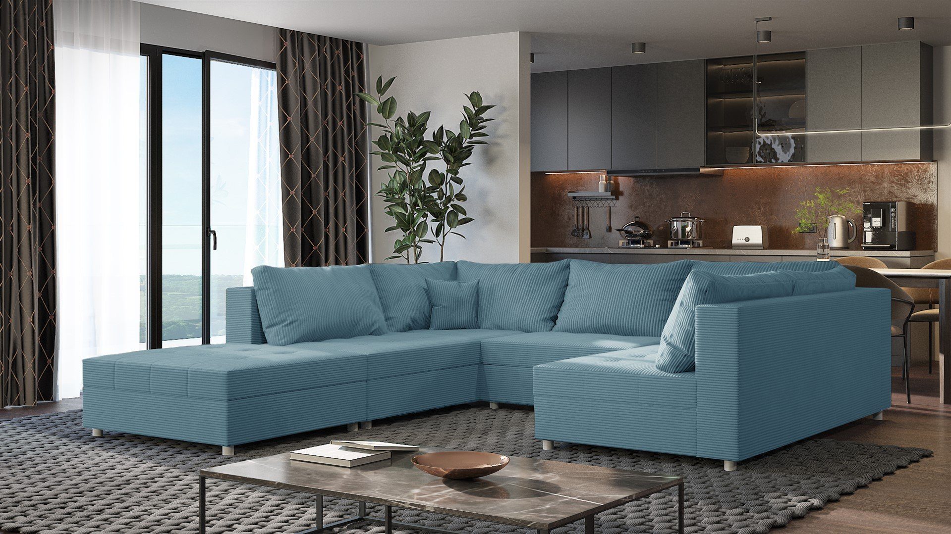 Fun Möbel Wohnlandschaft Sofa U-Form ANDRO, günstig online kaufen