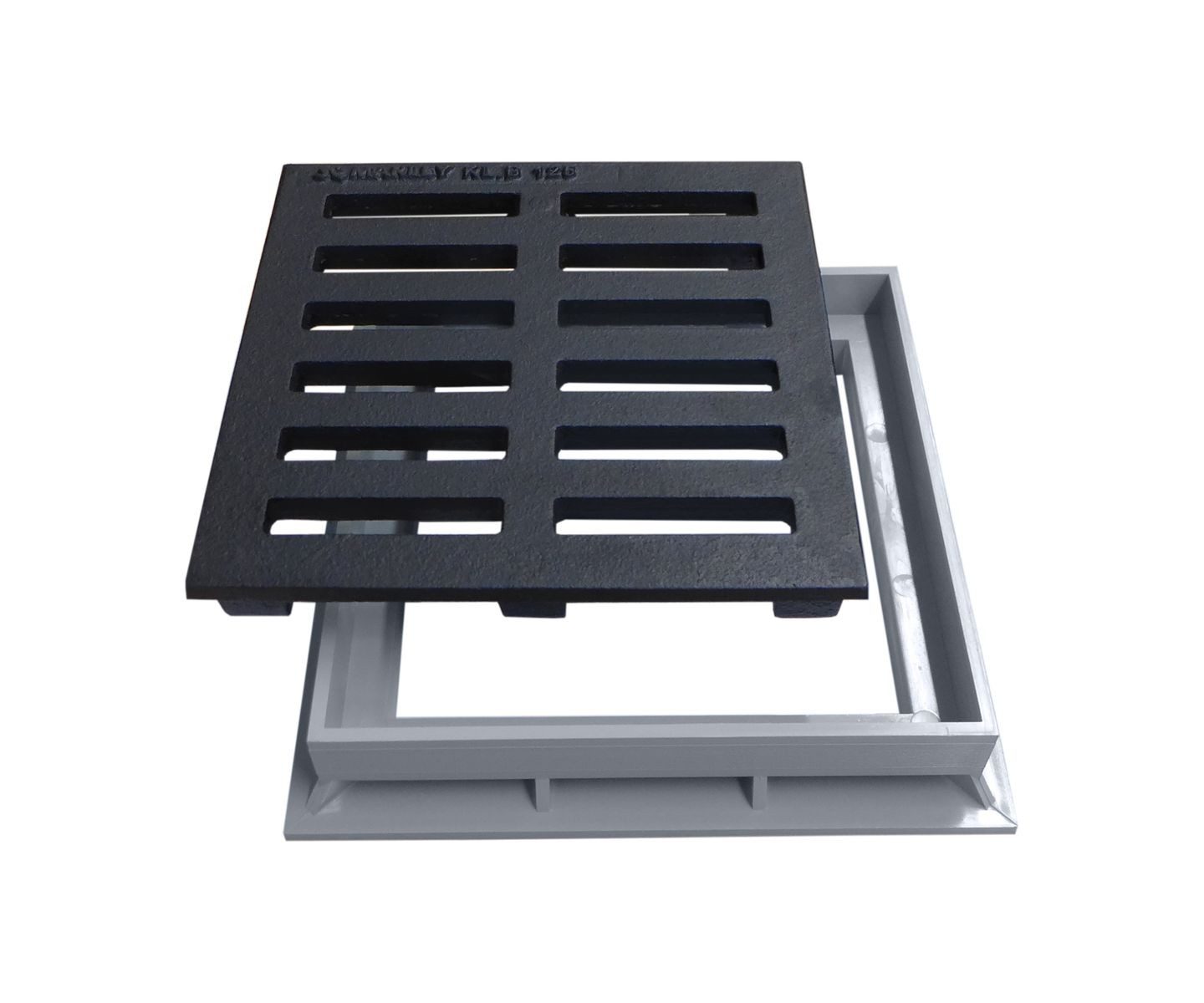 Marley Deutschland GmbH Erdschacht Gussrost mit Rahmen Nennmaß: 200x200mm, 20x20x2.5 cm, 2-St., laugen- und säurebeständig, PKW-befahrbar