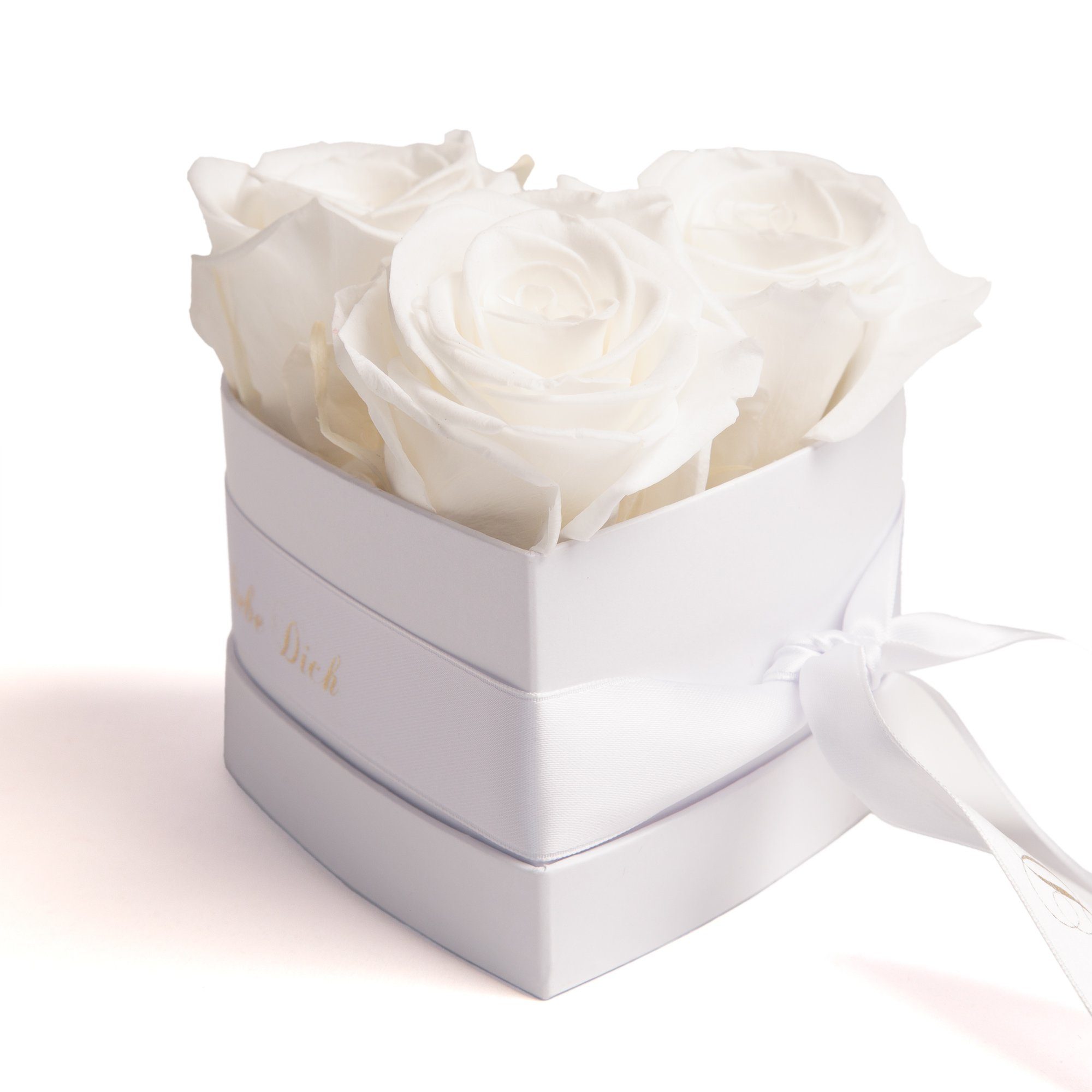 Kunstblume Rosenbox Herz 3 infinity Rosen günstig online kaufen