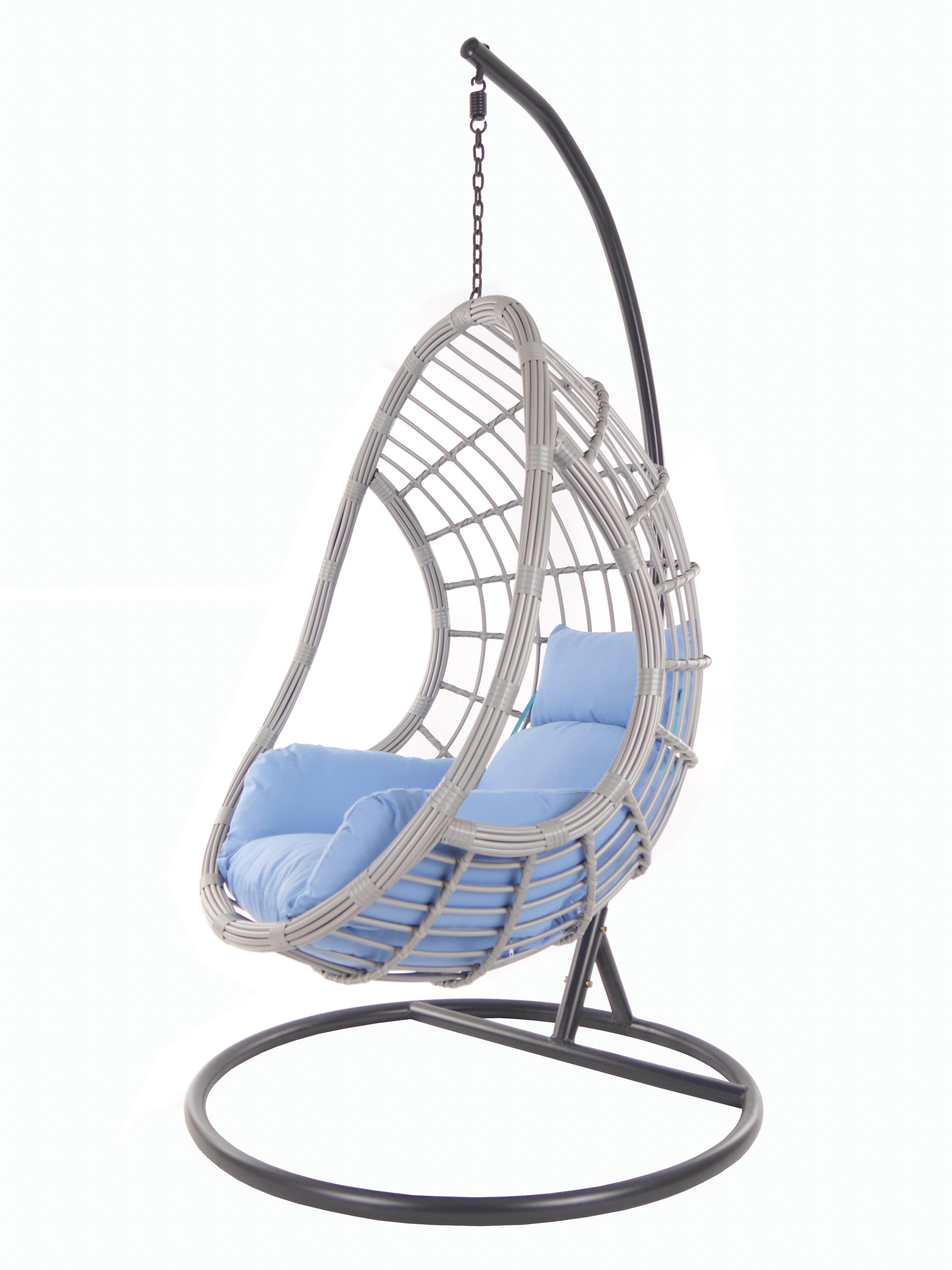 KIDEO Hängesessel PALMANOVA lightgrey, Schwebesessel königsblau Loungemöbel Swing blue) Chair, (3070 Gestell mit royal und Kissen