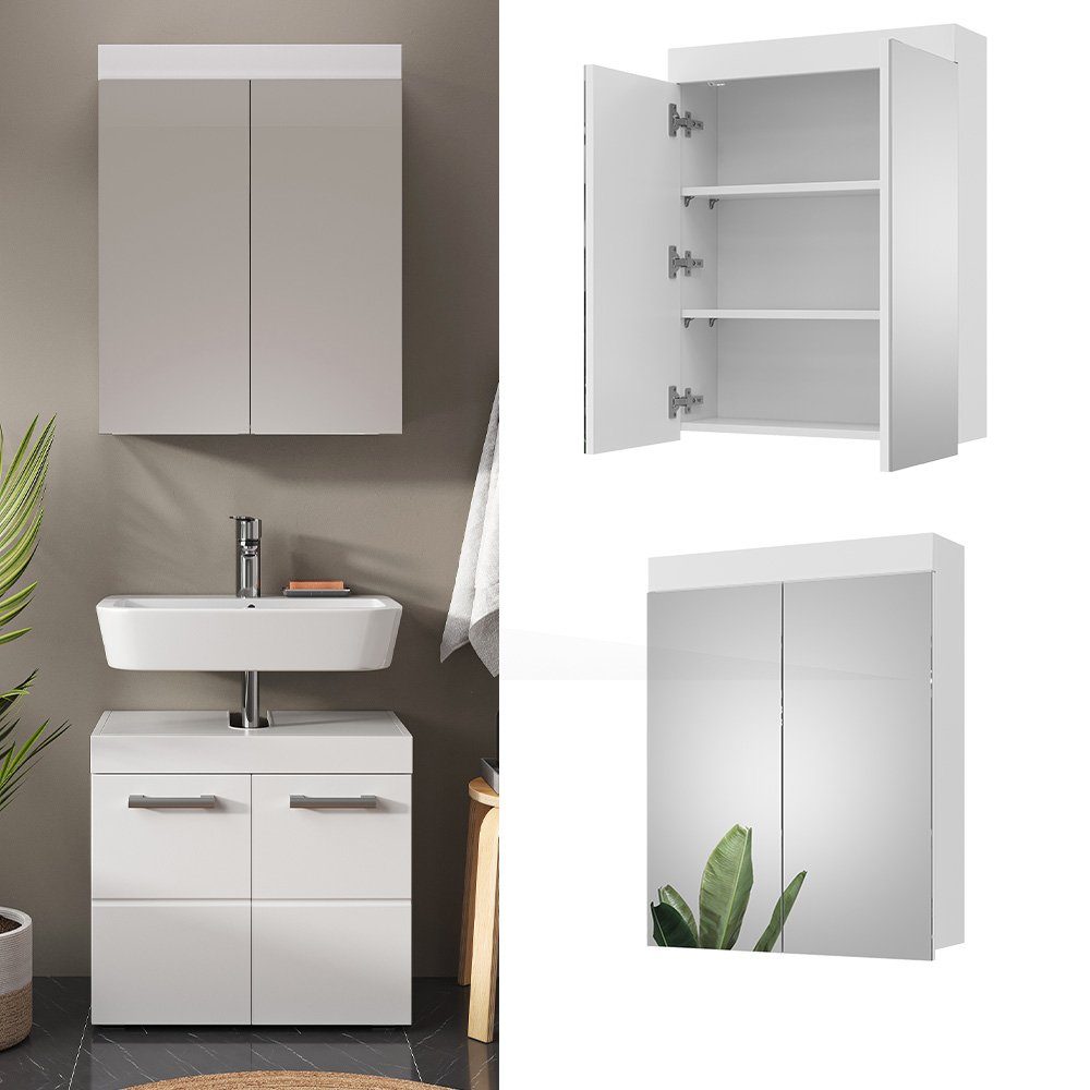 Vicco Badezimmerspiegelschrank Luna, Weiß, 60 x günstig online kaufen