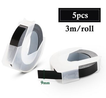 Homewit Beschriftungsband 3D Kompatible Prägeband 9mm, Langlebige Kunststoff Prägebändern, für Prägegeräte Dymo Junior und Omega Etikettenprägegerät