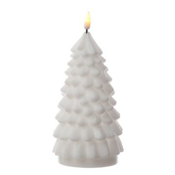 Deluxe Homeart LED-Kerze Tannenbaum Weihnachtsbaum Deluxe Echtwachs flackernd H: 18cm weiß (1-tlg)