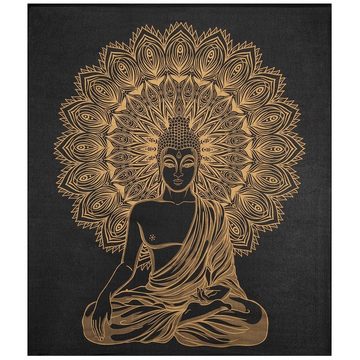 Wandteppich Tagesdecke Wandbehang Wandteppich Deko Tuch Buddha Meditation Gold XXL, KUNST UND MAGIE