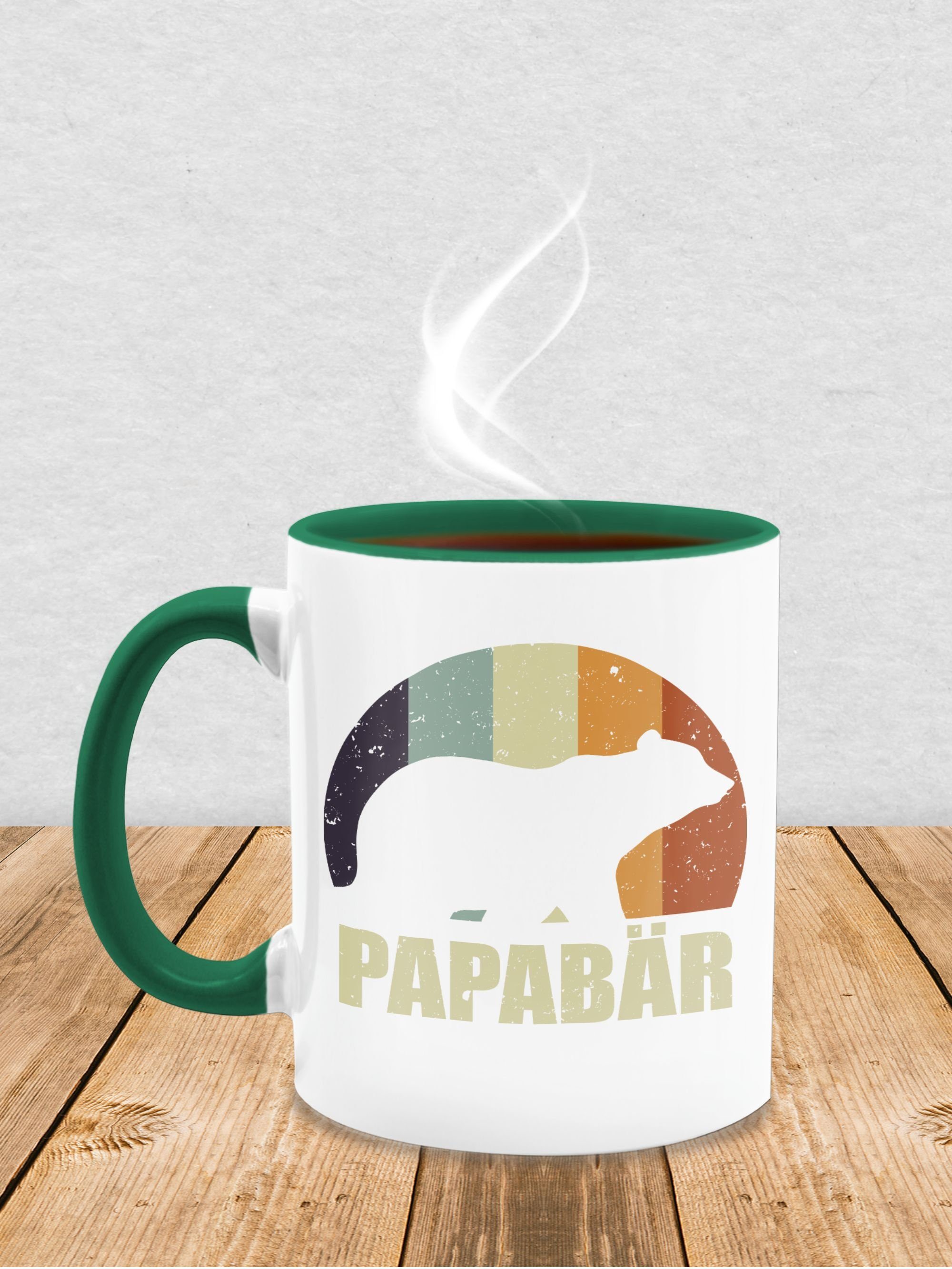Shirtracer Tasse Vatertag Petrolgrün Keramik, Geschenk Kaffeetasse Papa Bär Bear, Papa 1