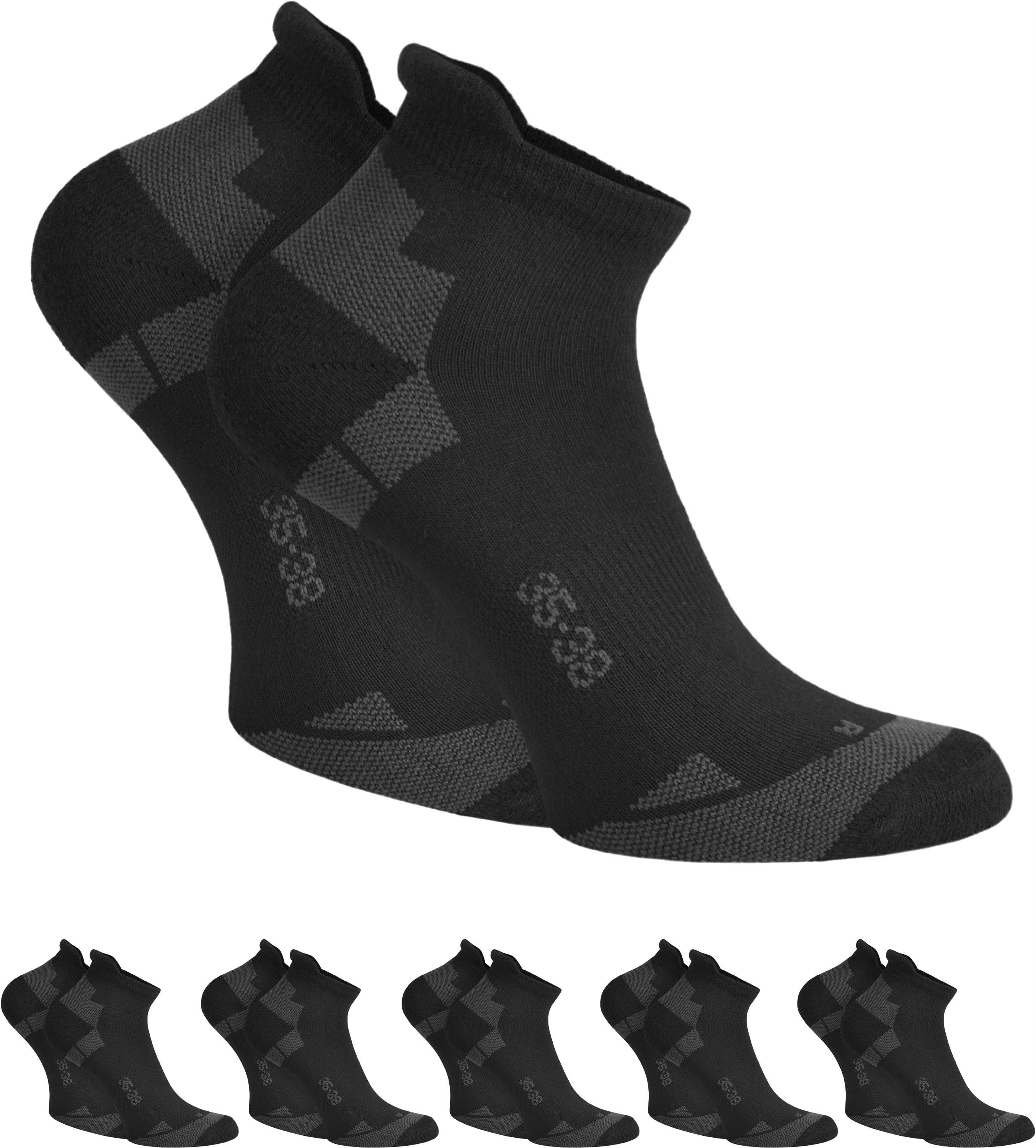 normani Sneakersocken 6 Paar Coolmax Sneakersocken mit Komfortferse (6er-Set, 6 Paar) klimaregulierende Coolmaxfaser Schwarz