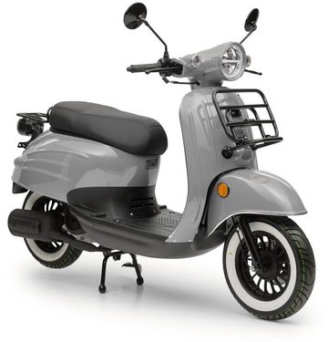 Burnout Motorroller Luna Grau, 50 ccm, 45 km/h, Euro 5, Unverwechselbares Retro Design, Moped, Neues Modell 2024