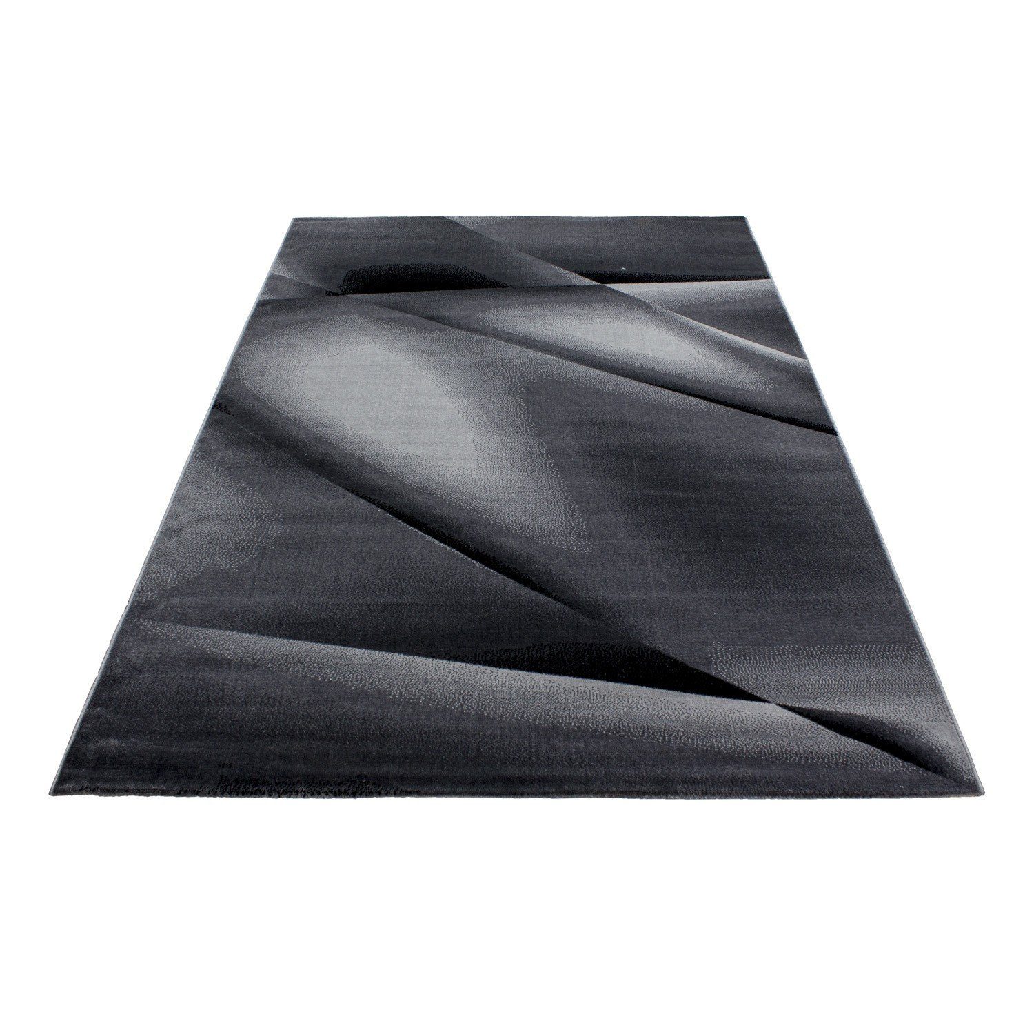Schwarz Bürodeko Flachflor, Moderner Kurzflorteppich Deisgnerteppich Miovani Designteppich