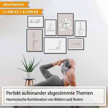 Hyggelig Home Poster, Yoga (Set, 7 St), Knickfreie Lieferung Qualitätsdruck Dickes Papier