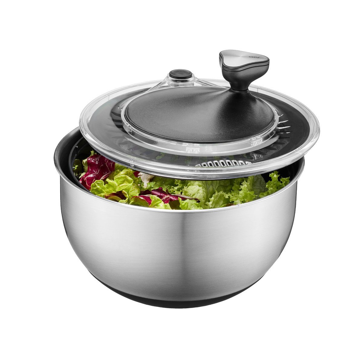 GEFU Salatschleuder Edelstahl inkl. Frischhaltedeckel, 4,5 L