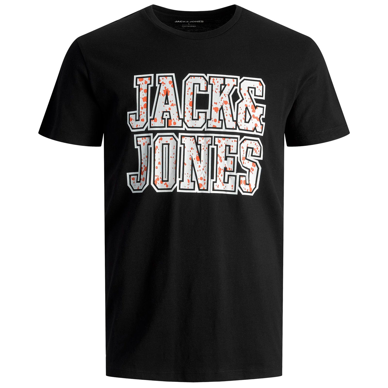 schwarz & Größen Rundhalsshirt JJNEON Herren Jones Logoprint Jack Große Jack&Jones T-Shirt