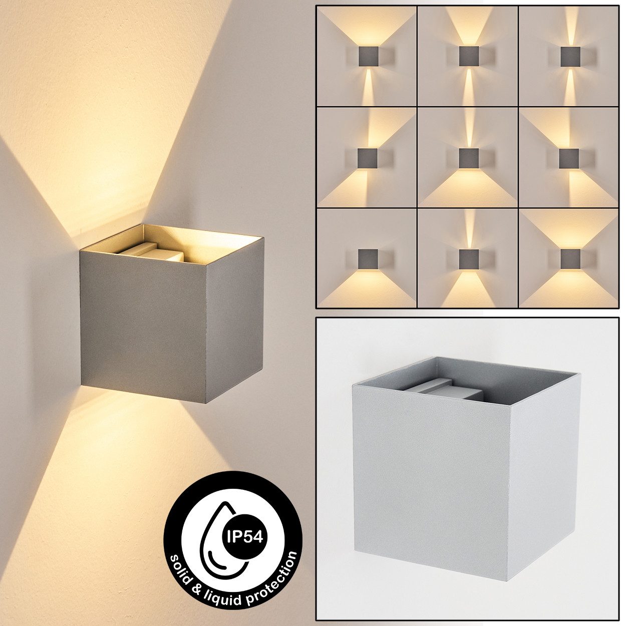 hofstein Wandleuchte Wandlampe aus Metall in Grau/Silberfarben, LED wechselbar, 3000 Kelvin, LED, austauschbarer Lichteffekt, Außenleuchte, 350 Lumen, IP 54